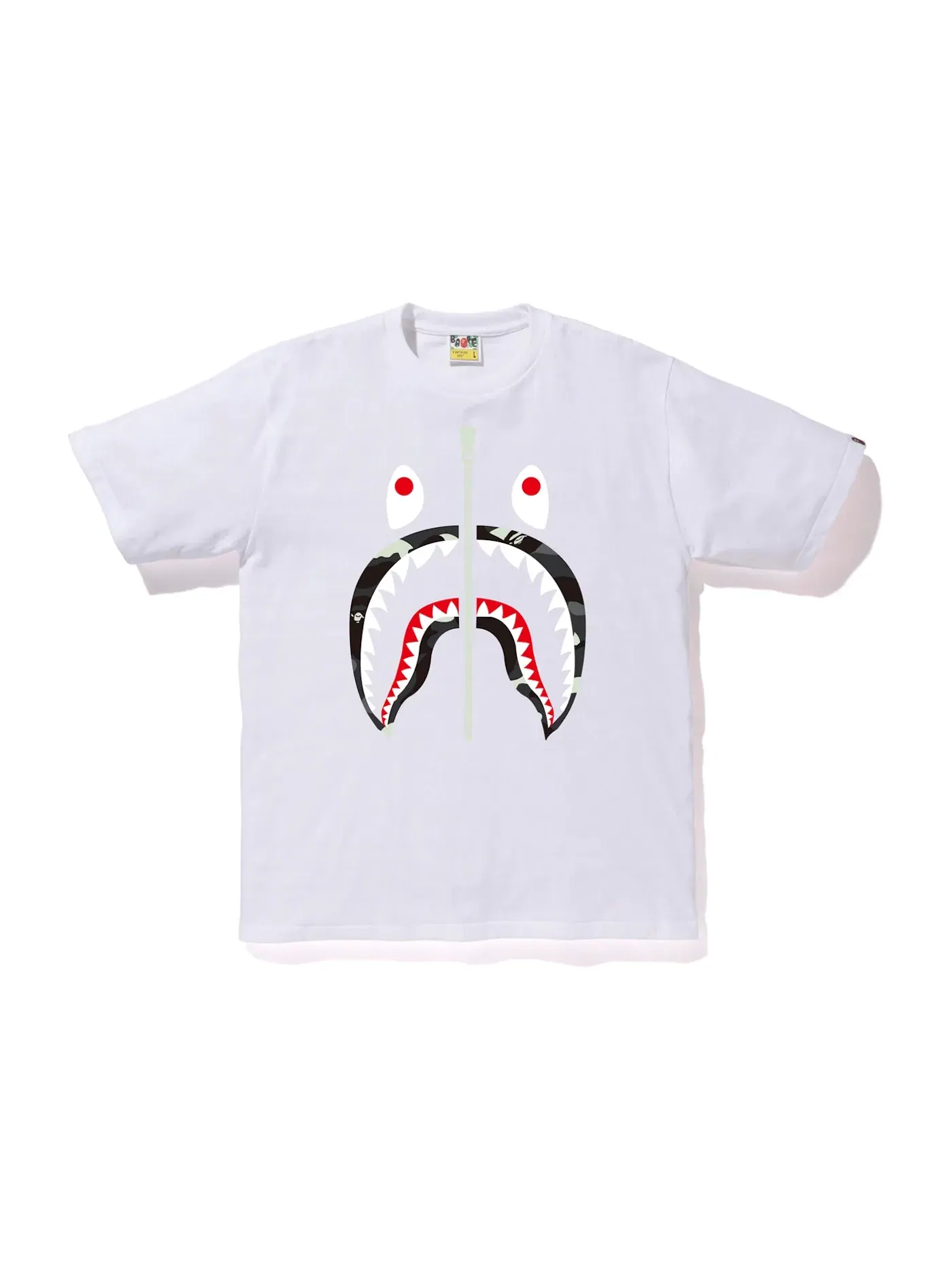 Мужская футболка с принтом BAPE City Camo Shark Tee — изображение 1 из 2, белый/черный