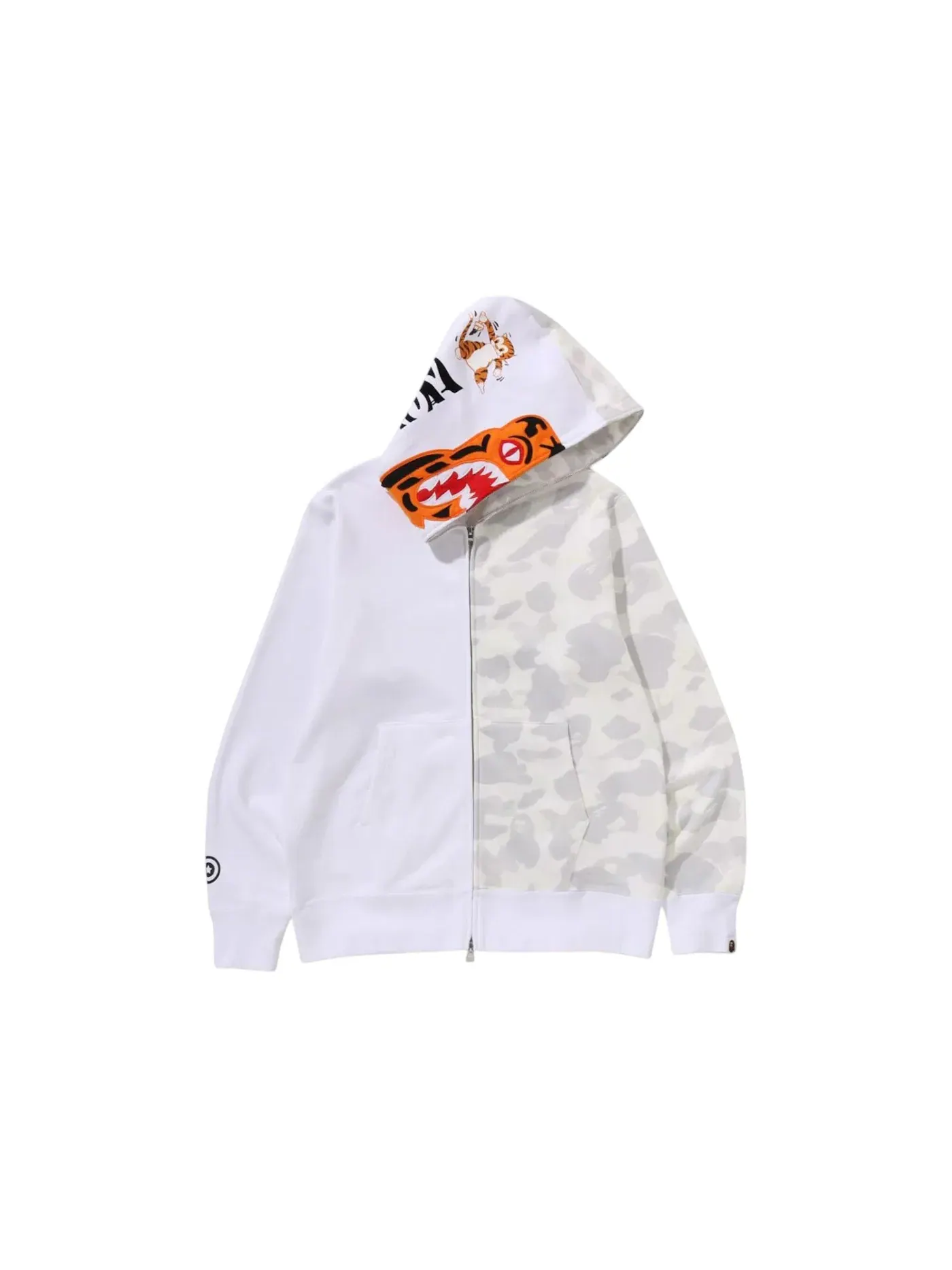 Мужская худи с полной застежкой-молнией с камуфляжным принтом BAPE City Camo Tiger Shark — изображение 1 из 1, белый