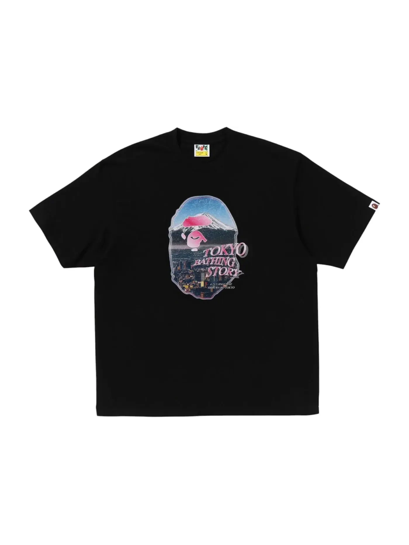 Мужская футболка с принтом Cityscape Ape Head Relaxed Fit Tee BAPE — изображение 1 из 1, черный