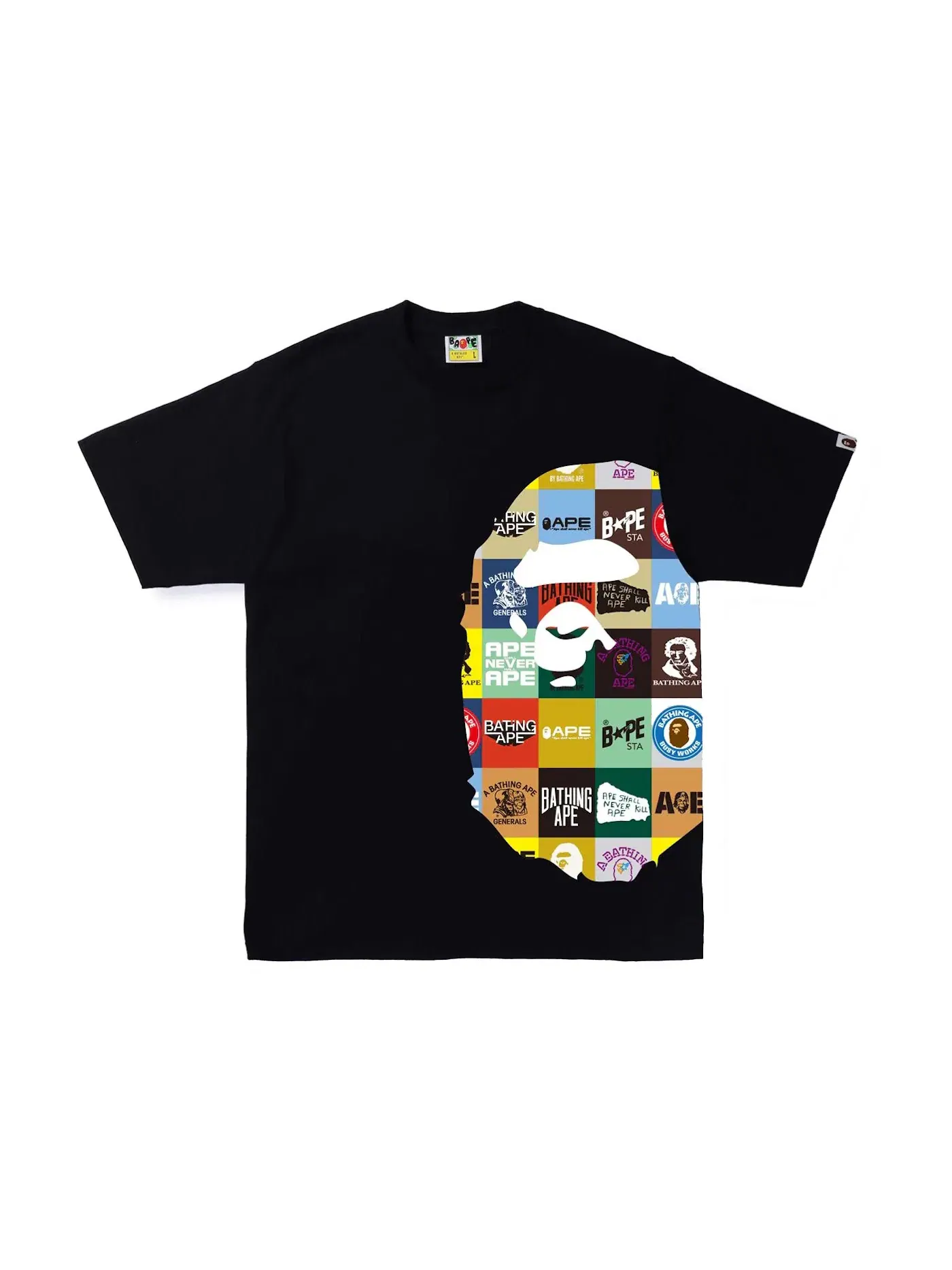 Мужская футболка с принтом Classic Logo Side Big Ape Head BAPE — изображение 1 из 2, черный