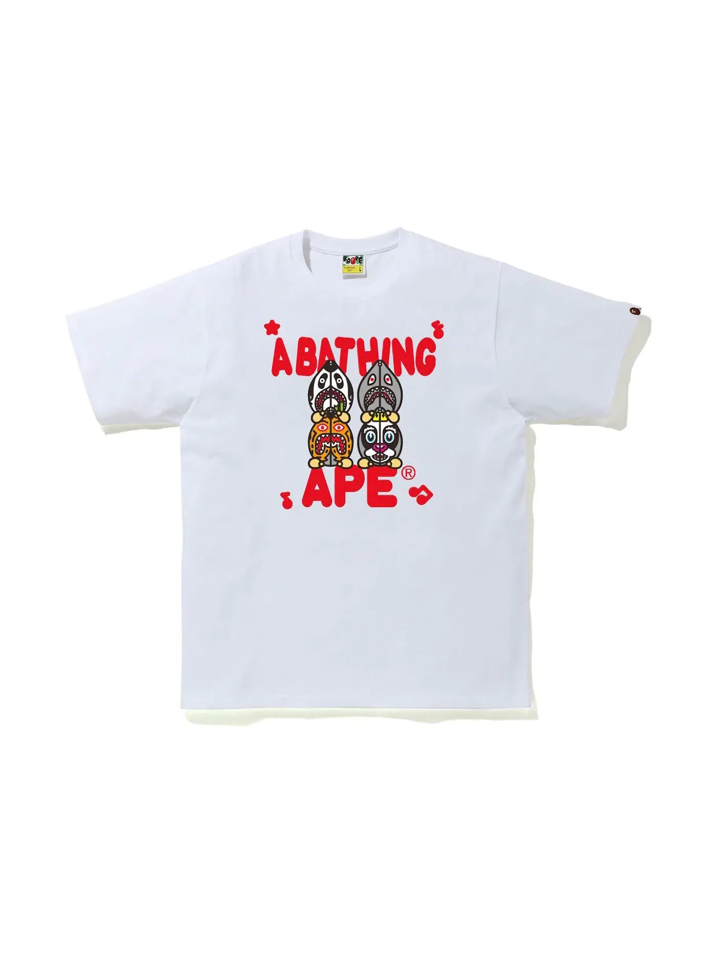 Мужская футболка с принтом BAPE Classic Milo Shark #2 Tee White — изображение 1 из 1