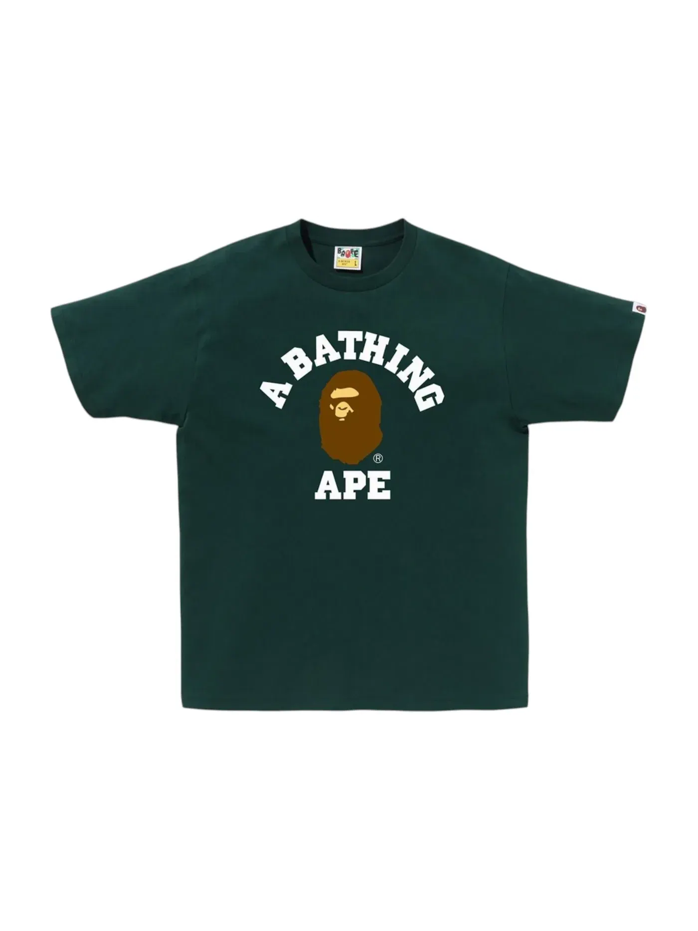 Мужская футболка с принтом BAPE College Tee FW25 — изображение 1 из 1, зеленый