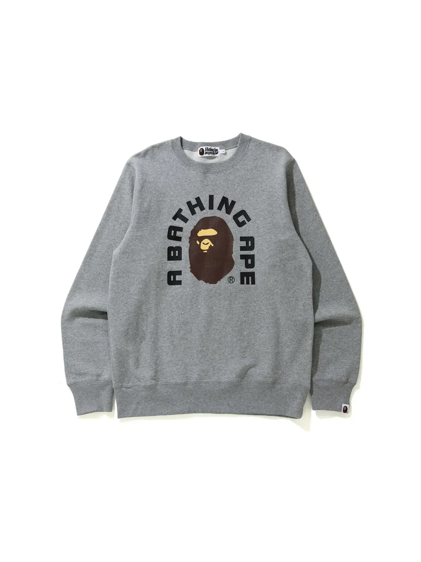 Мужской свитшот с принтом BAPE College Crewneck — изображение 1 из 1, серый