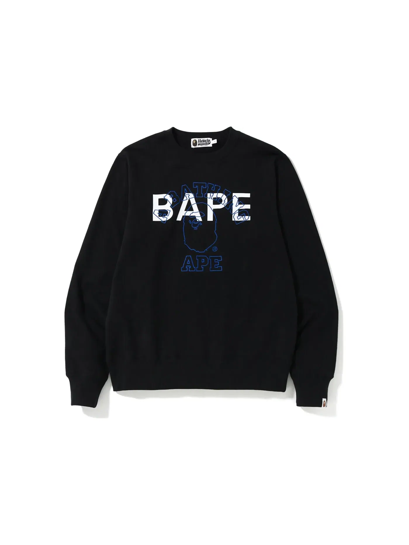 Мужской свитшот с принтом College BAPE — изображение 1 из 2, черный
