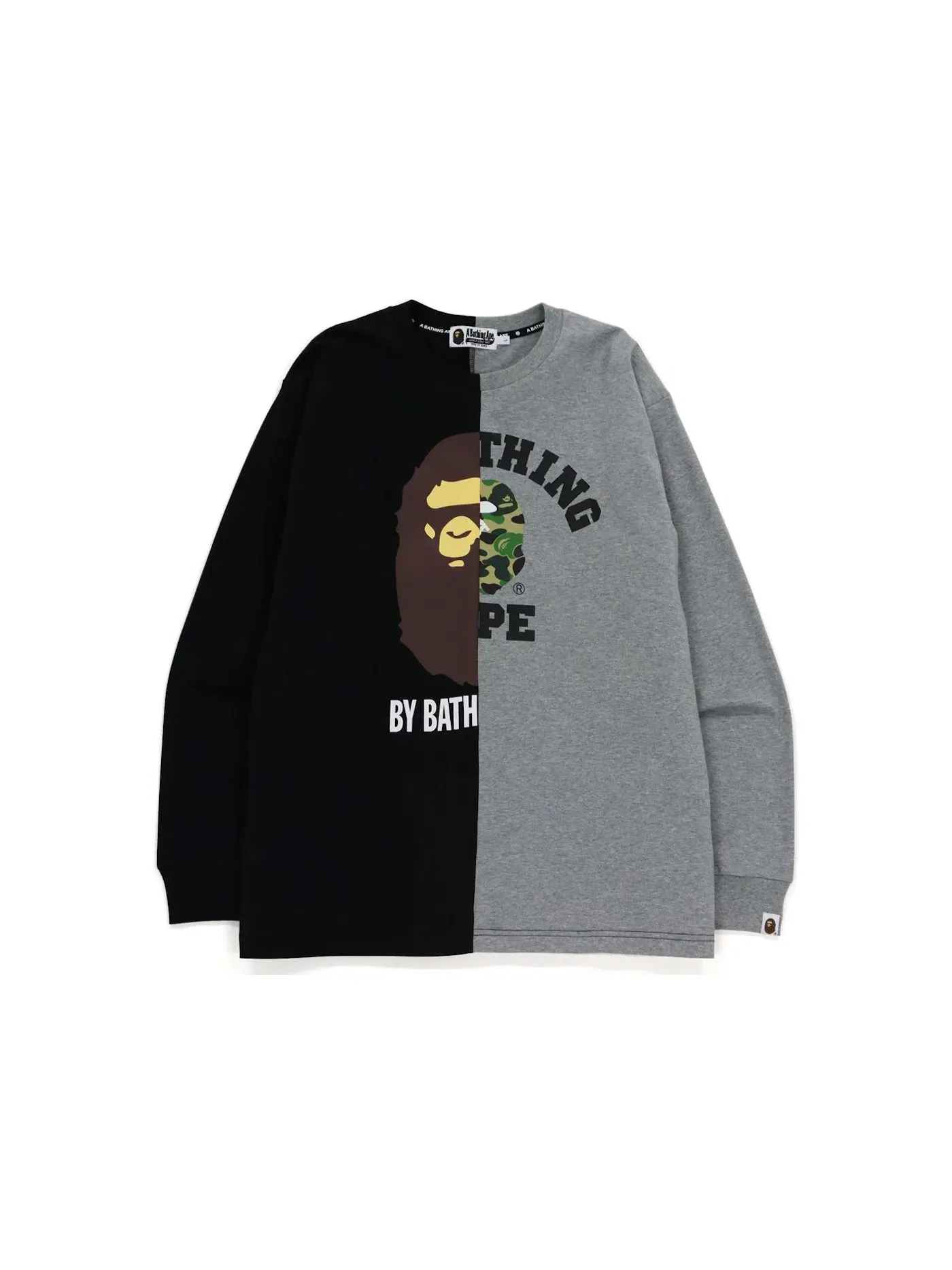 Мужская футболка с длинным рукавом BAPE College & By Bathing Relaxed Fit Ape L/S Tee — изображение 1 из 1, черный