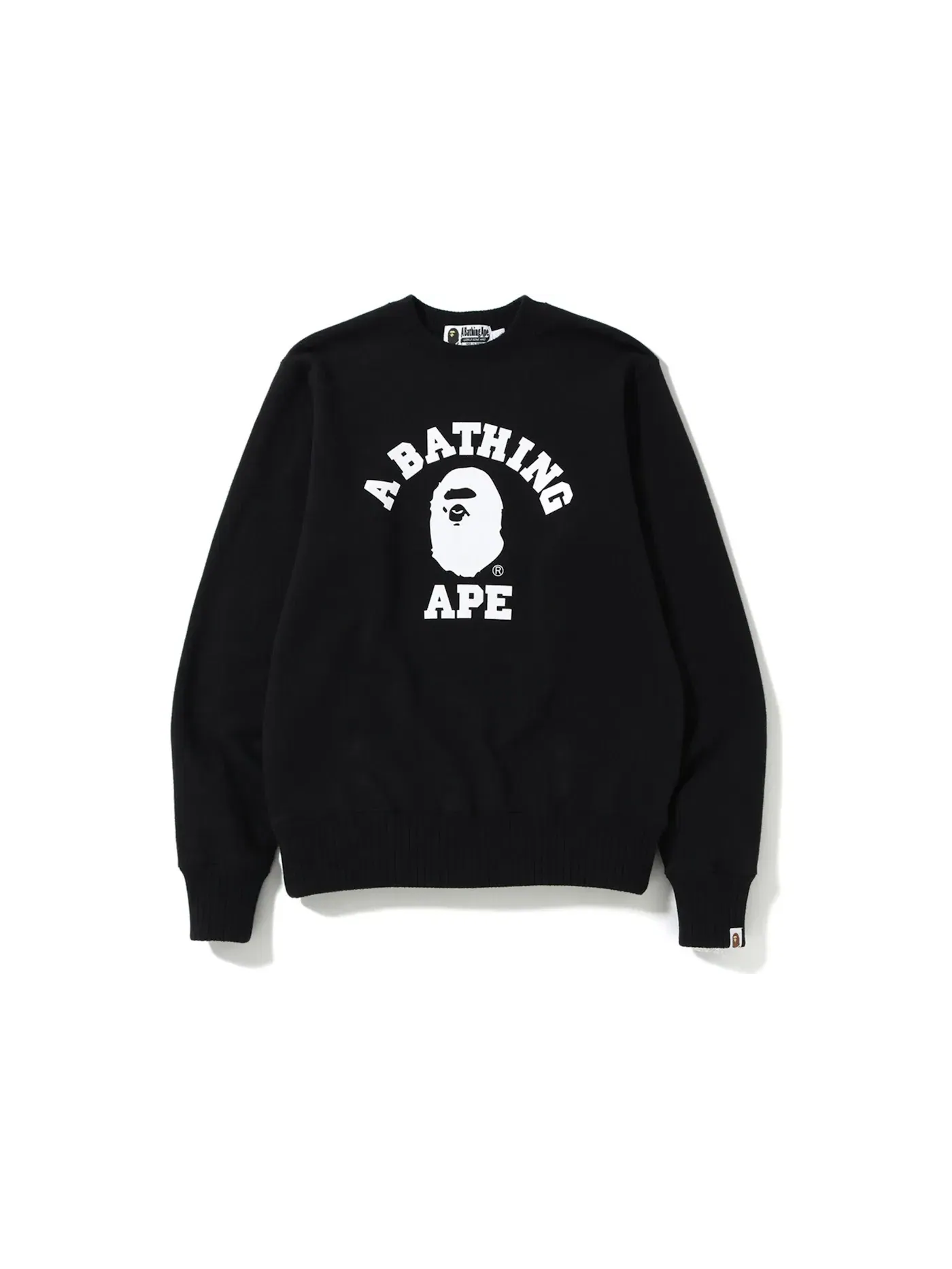 Мужской свитшот с принтом BAPE Crewneck — изображение 1 из 2, черный