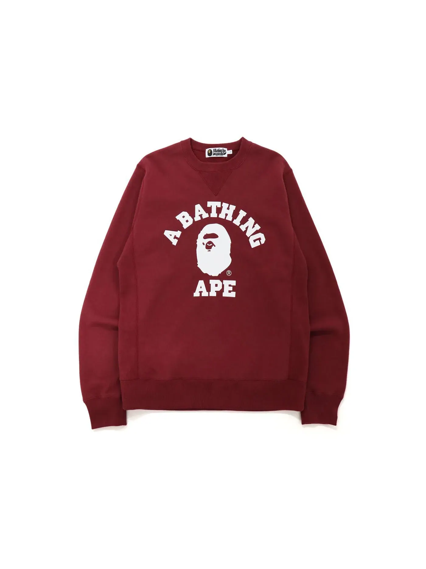 Мужской свитшот с принтом Crewneck BAPE — изображение 1 из 1, бордовый