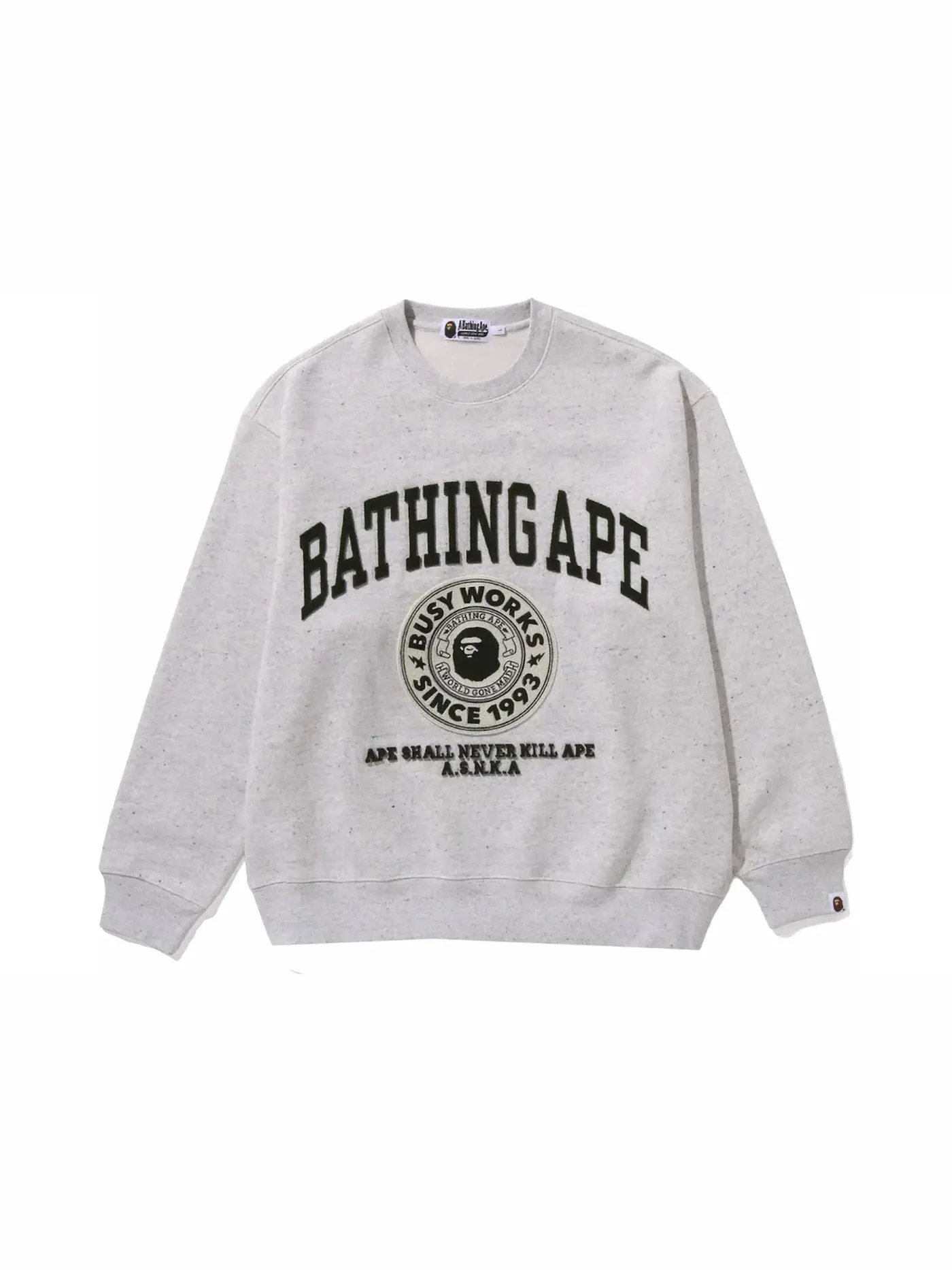 Мужской свитшот с графическим принтом Crewneck BAPE — изображение 1 из 1, серый