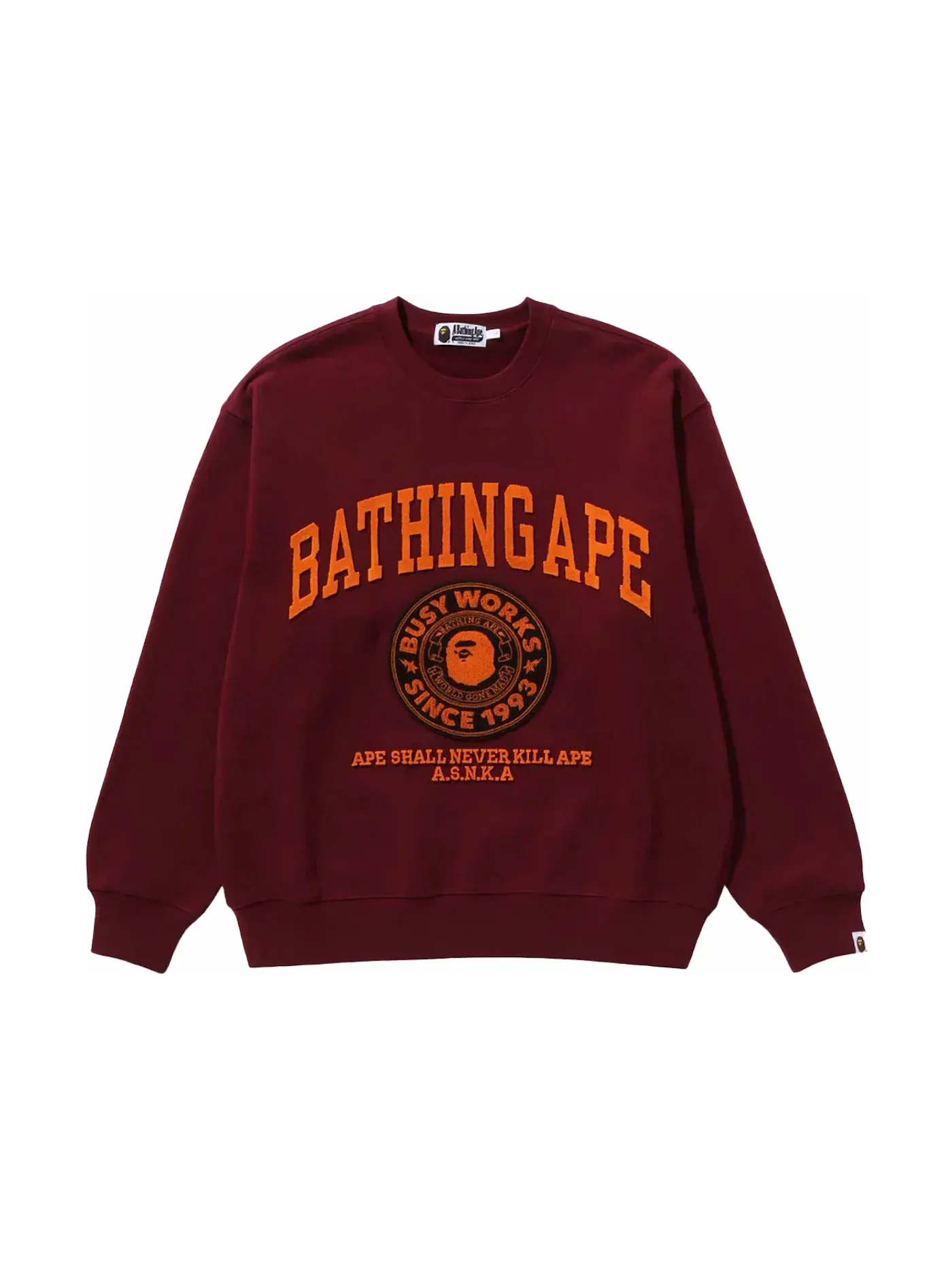 Мужской свитшот с принтом Crewneck BAPE — изображение 1 из 1, бордовый