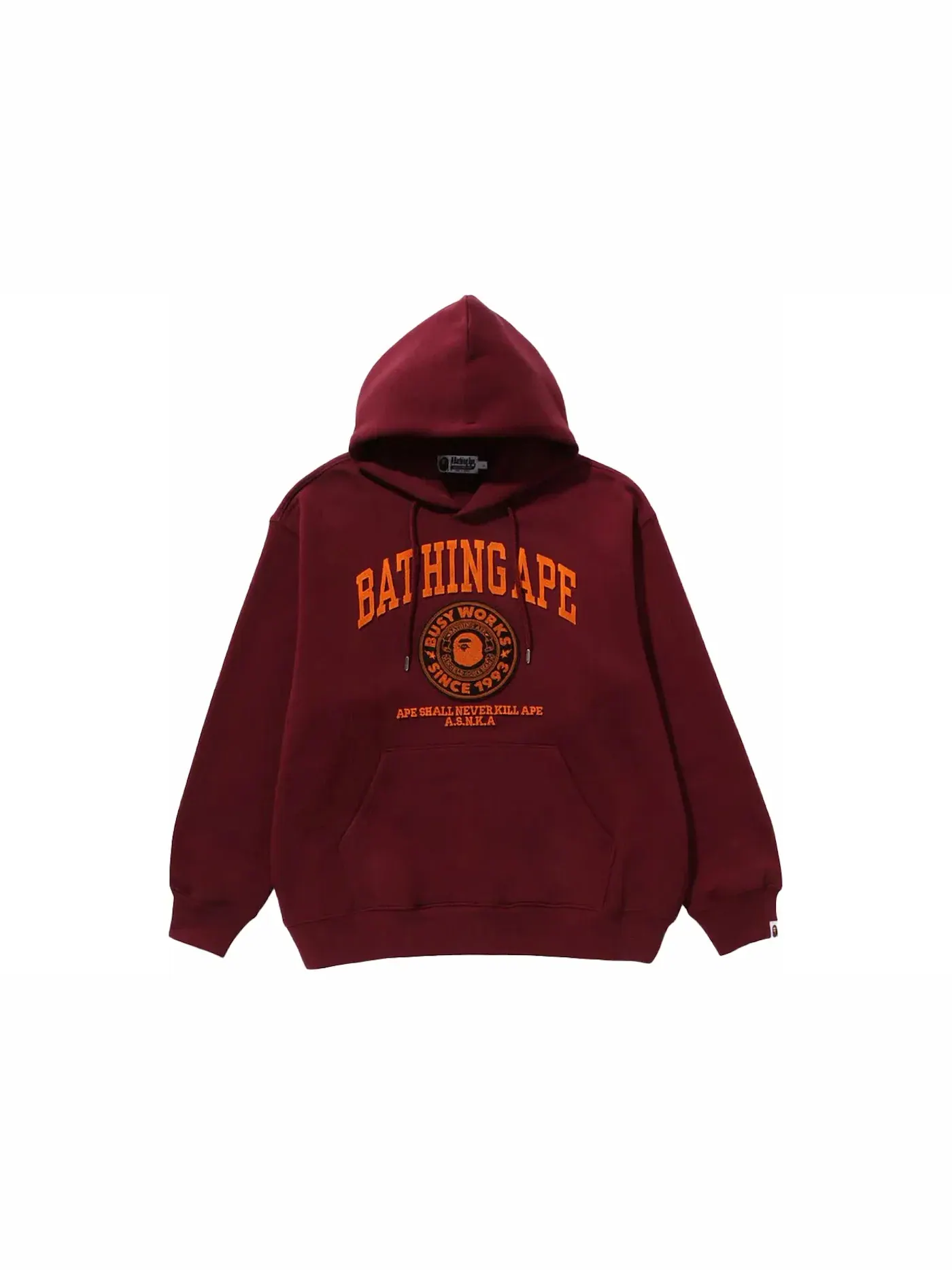 Мужской пуловер с принтом BAPE College Graphic Pullover Hoodie BAPE — изображение 1 из 1, бордовый