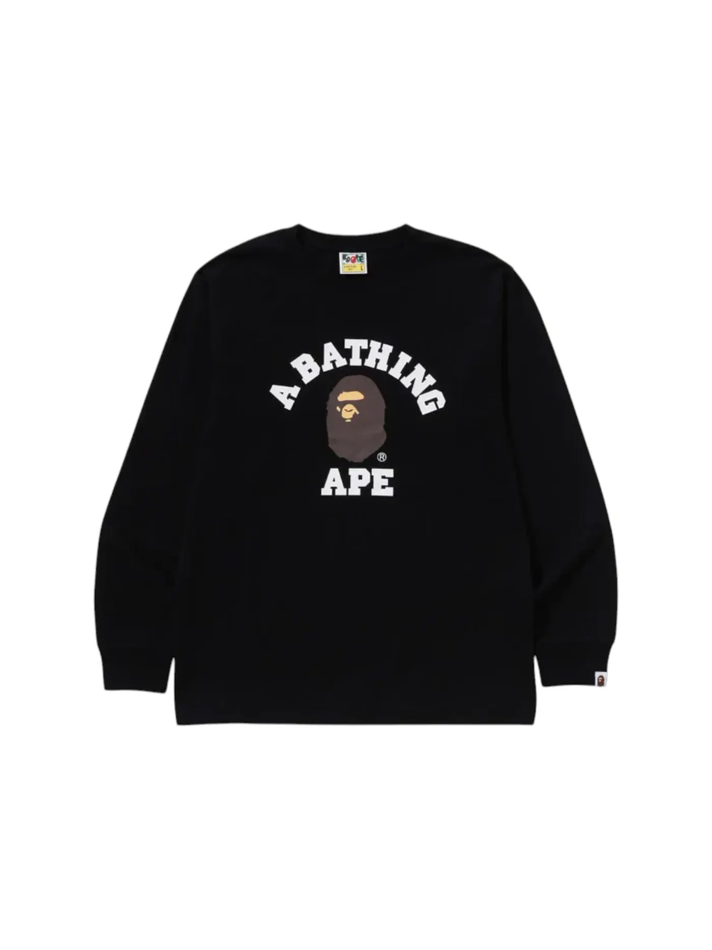 Мужская футболка с длинным рукавом с принтом Tee BAPE — изображение 1 из 1, черный