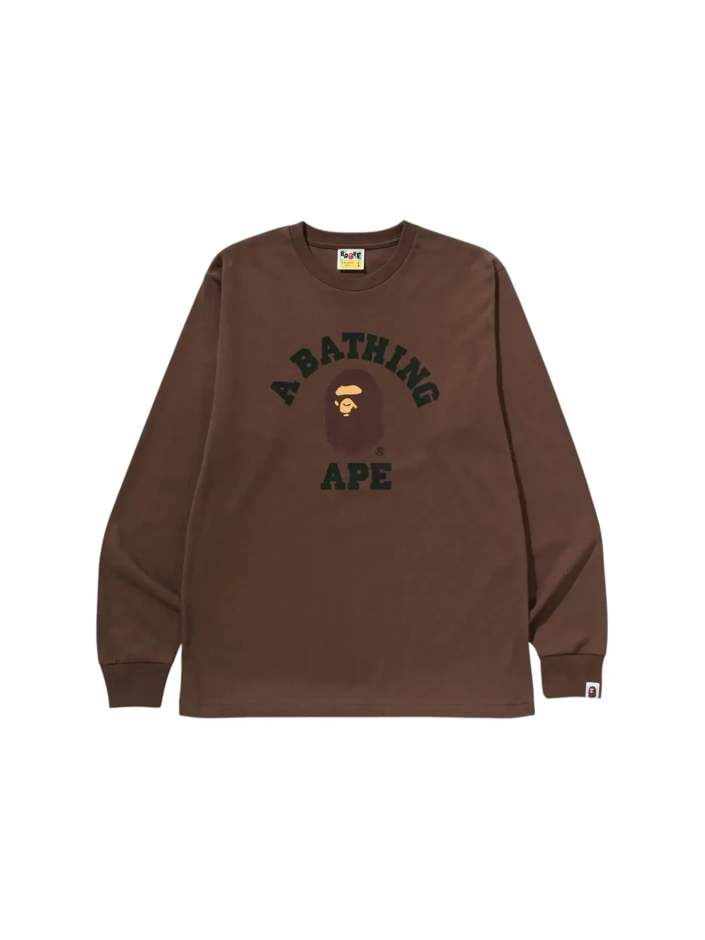Мужская футболка с длинным рукавом BAPE College L/S Tee (SS25) — изображение 1 из 1, коричневый