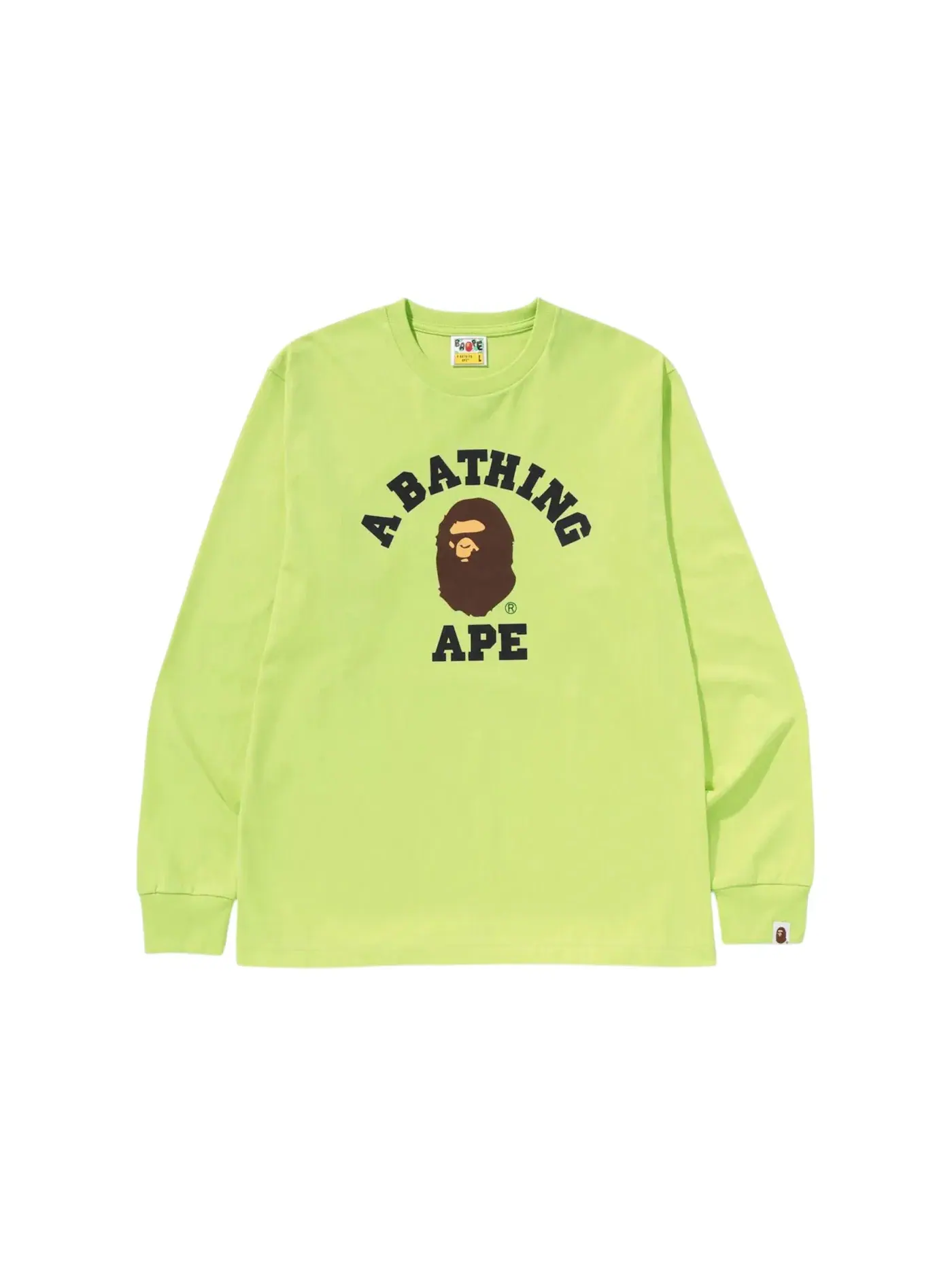 Мужская футболка с длинным рукавом BAPE College L/S Tee BAPE — изображение 1 из 1, светлый зеленый
