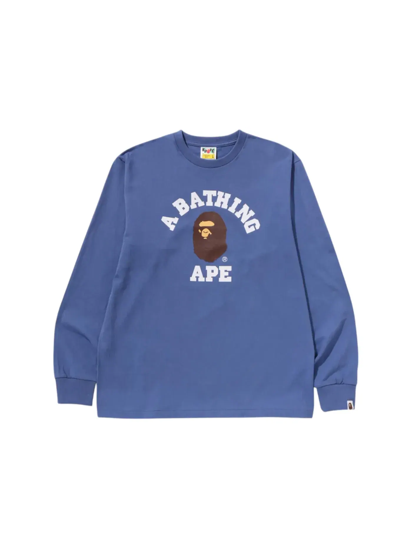 Мужская футболка с длинным рукавом BAPE College L/S Tee (SS25) BAPE — изображение 1 из 1, темно-синий
