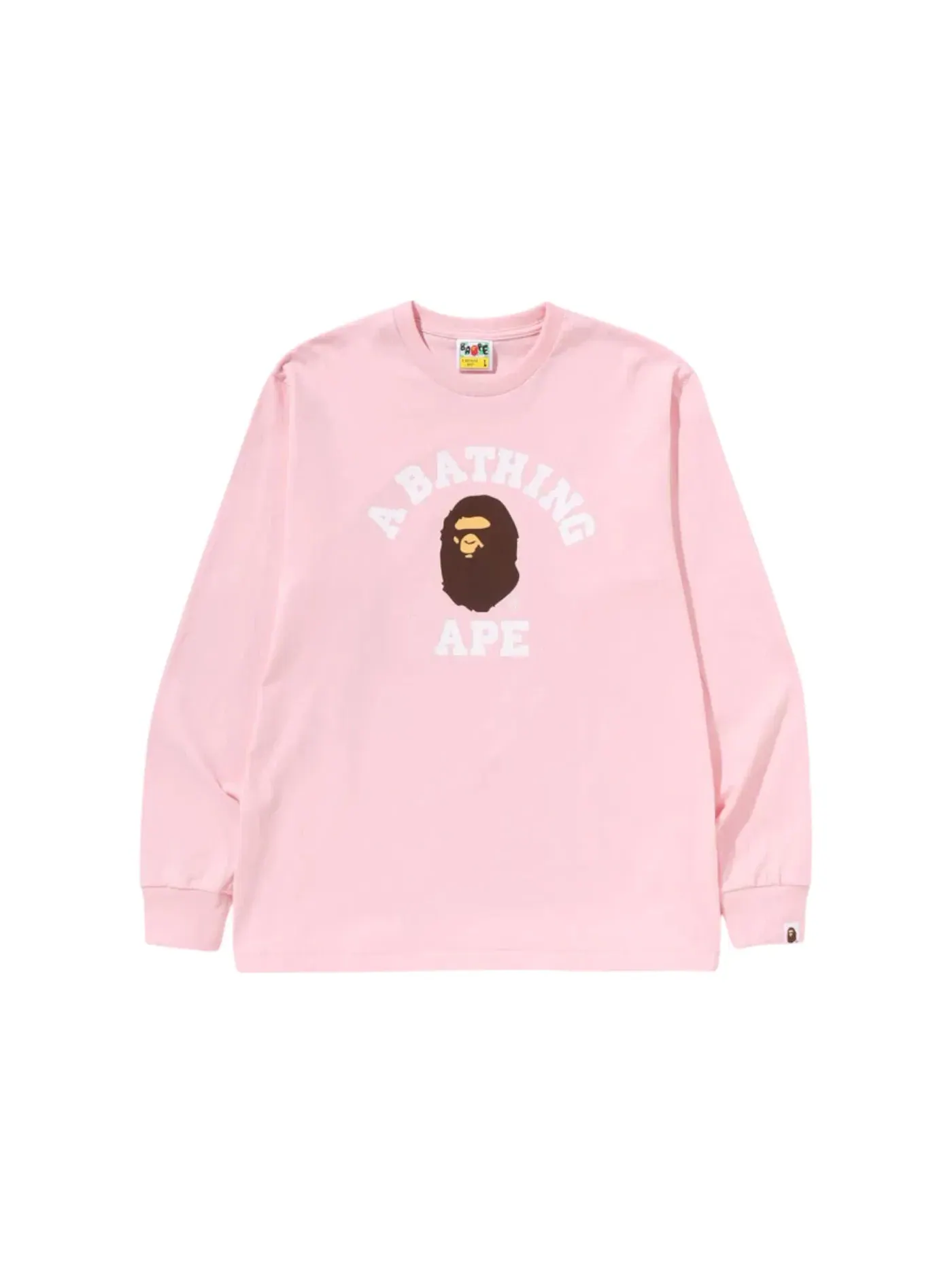 Мужская футболка с длинным рукавом College BAPE — изображение 1 из 1, розовый