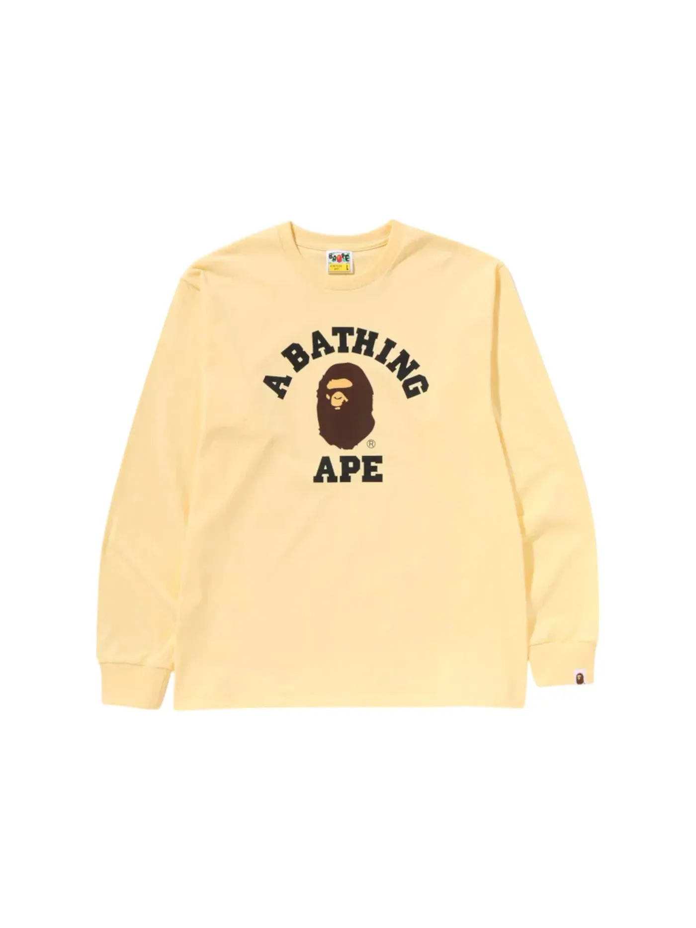 Мужская футболка с длинным рукавом BAPE College L/S Tee (SS25) BAPE — изображение 1 из 1, желтый