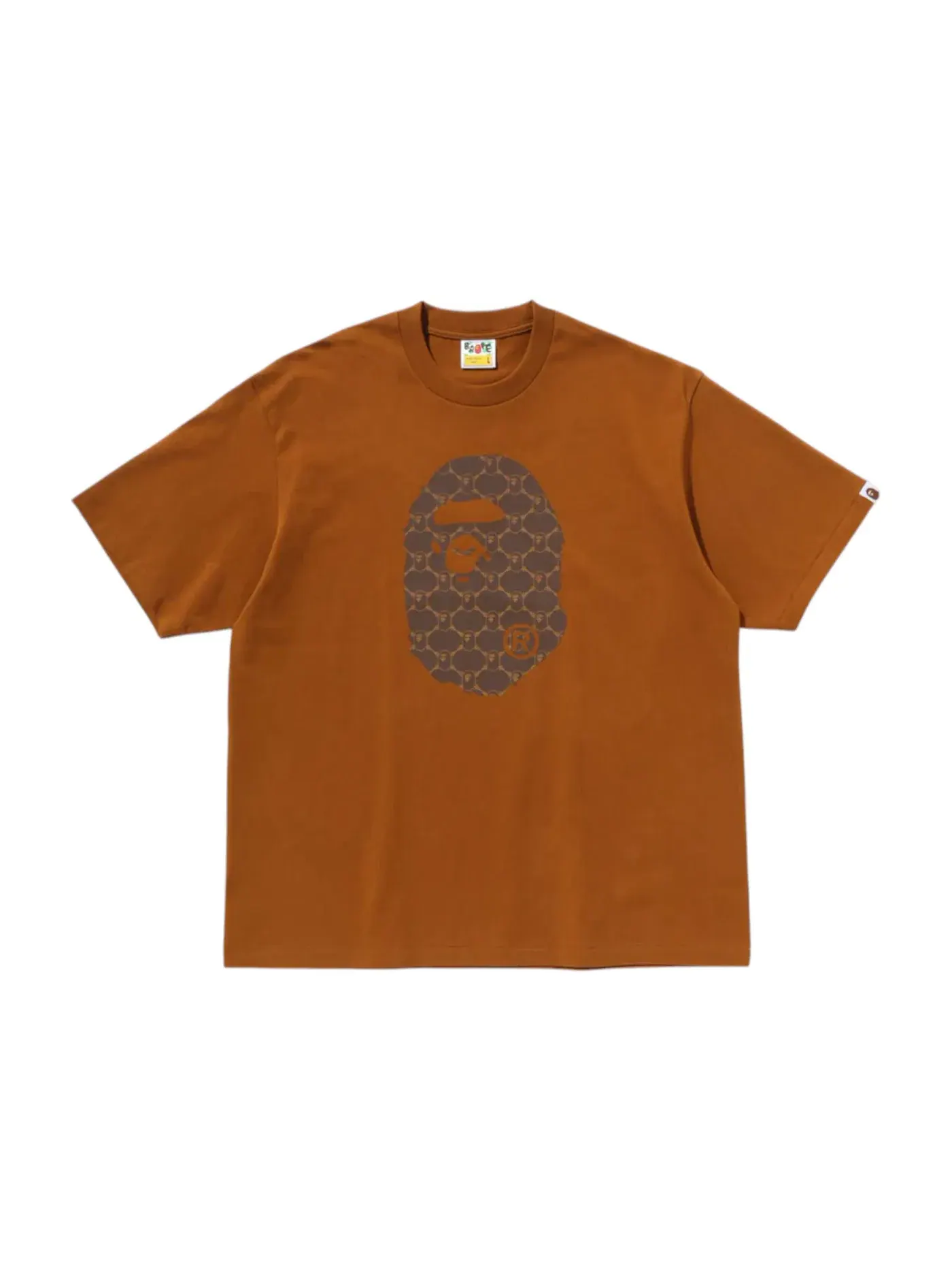 Мужская футболка с принтом College Monogram Ape Head BAPE — изображение 1 из 1, бежевый