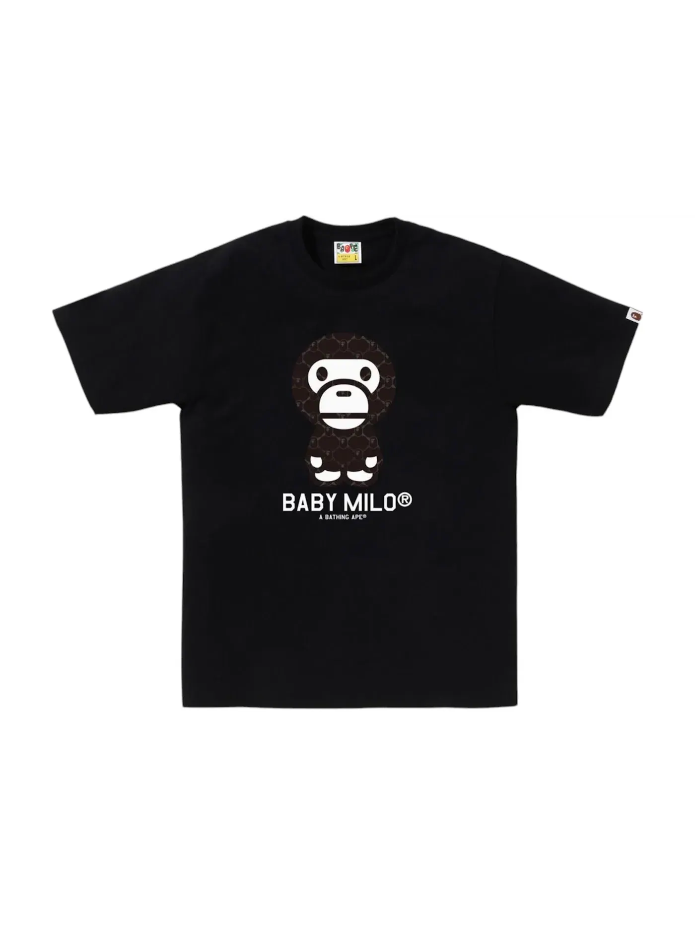 Мужская футболка с принтом BAPE College Monogram Baby Milo Tee BAPE — изображение 1 из 1, черный/черный