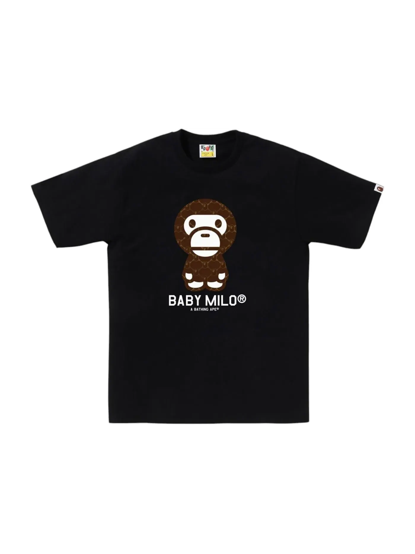 Мужская футболка с принтом BAPE College Monogram Baby Milo Tee BAPE — изображение 1 из 1, черный/коричневый