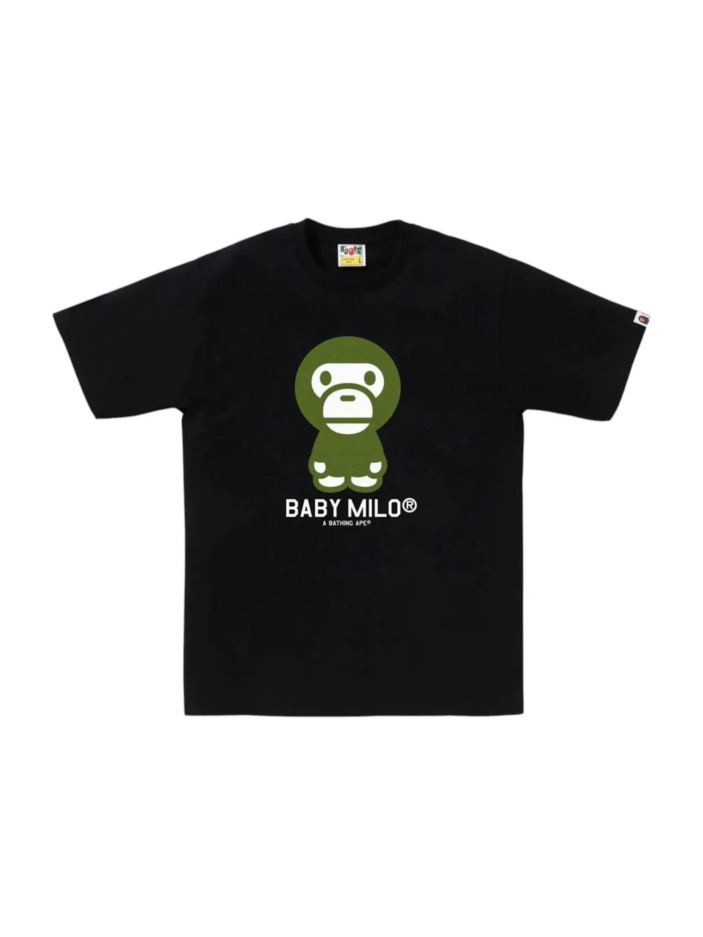 Мужская футболка с принтом BAPE College Monogram Baby Milo Tee BAPE — изображение 1 из 1, черный/зеленый