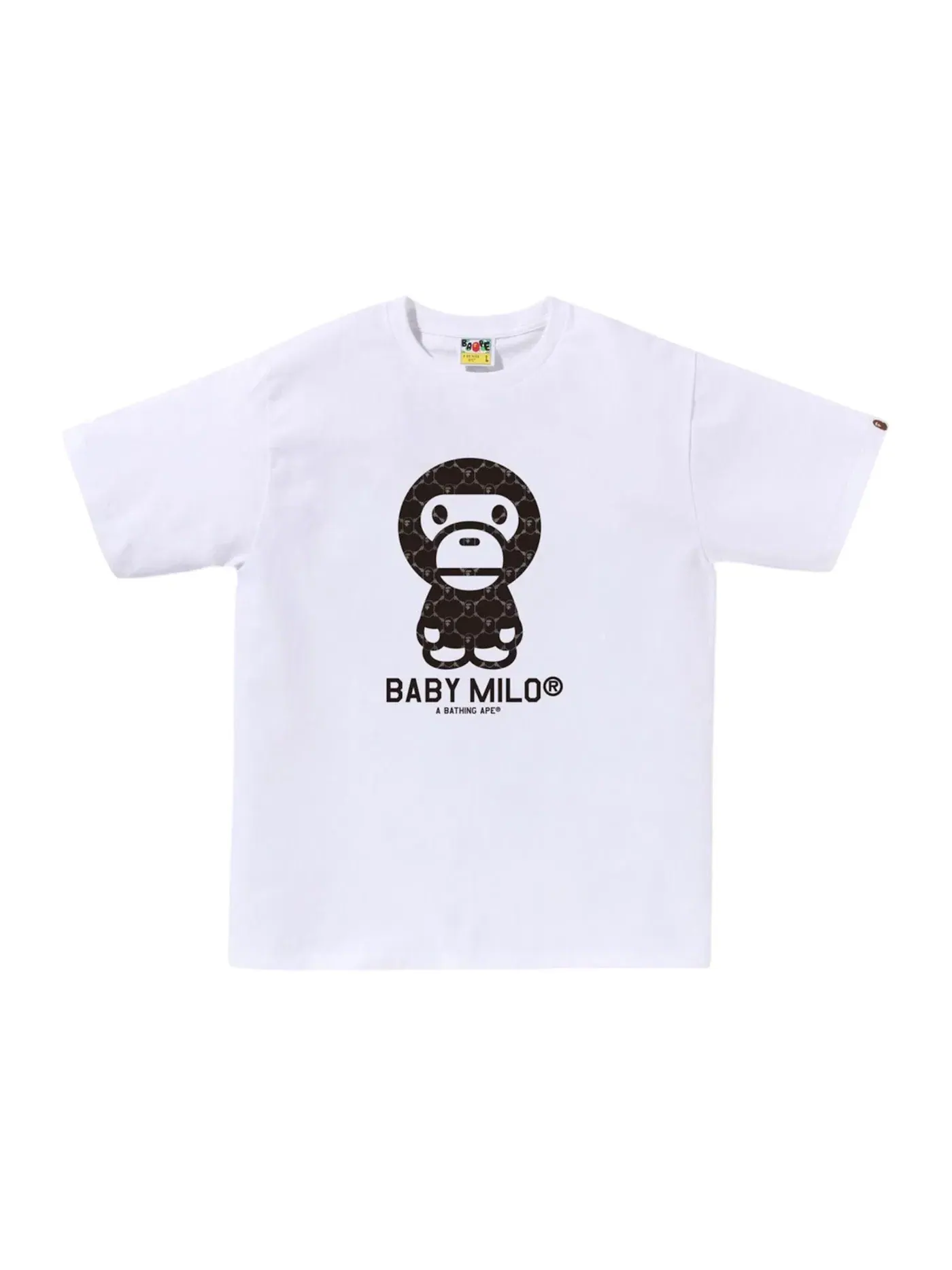 Мужская футболка с принтом BAPE College Monogram Baby Milo Tee BAPE — изображение 1 из 1, белый/черный