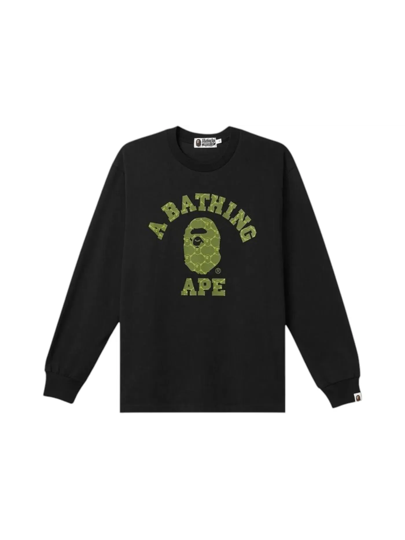 Мужская футболка с длинным рукавом BAPE College Monogram Relaxed Fit L/S Tee BAPE — изображение 1 из 1, черный
