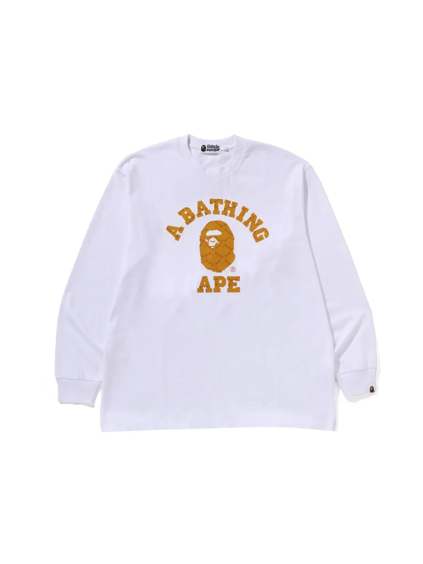 Мужская футболка с длинным рукавом College Monogram BAPE — изображение 1 из 1, белый