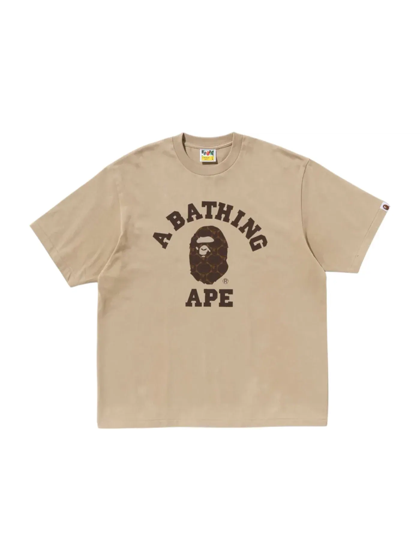 Мужская футболка свободного кроя с принтом BAPE College Monogram BAPE — изображение 1 из 1, бежевый