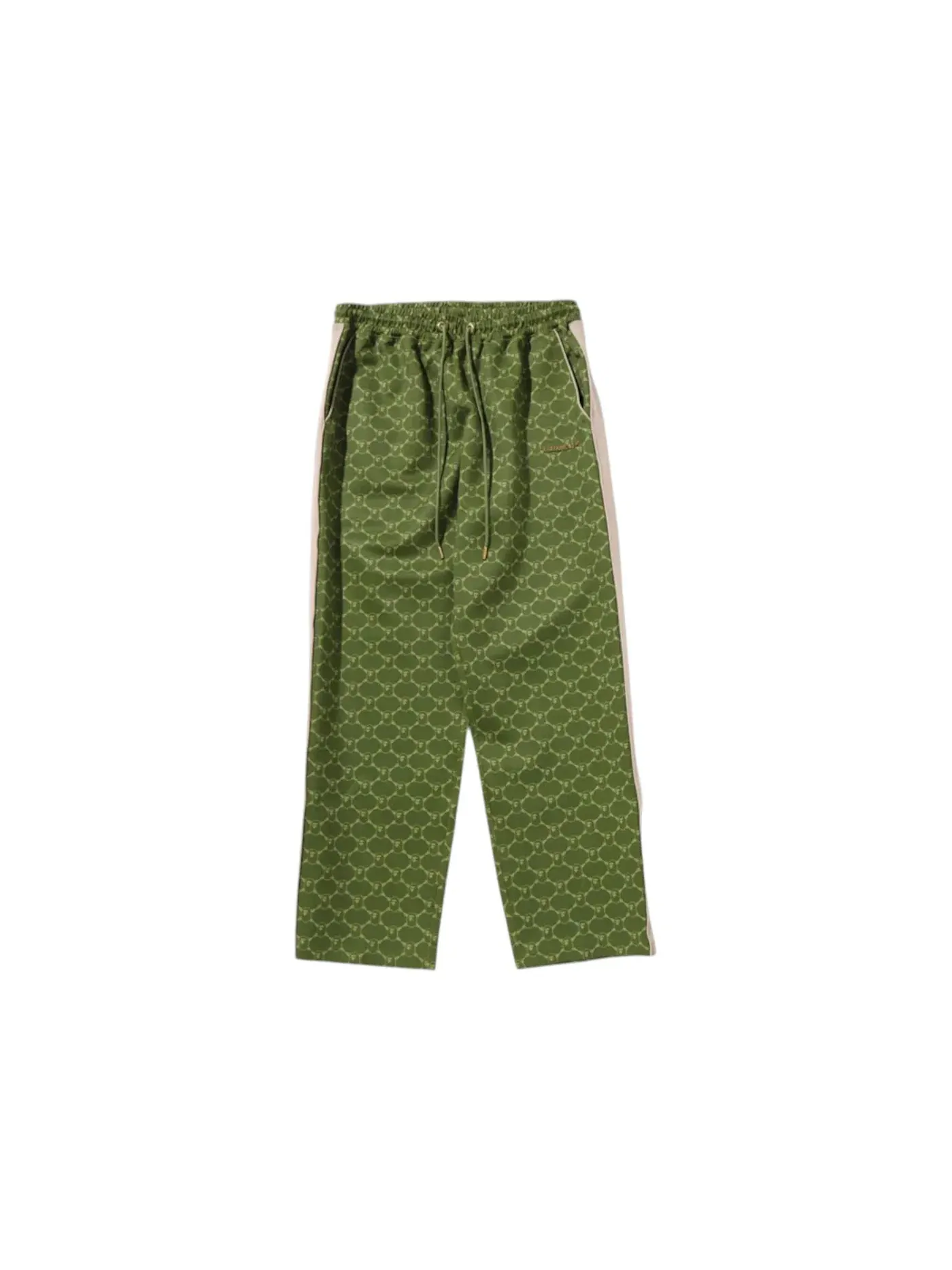 Мужские штаны свободного кроя с принтом BAPE College Monogram, Olivedrab — изображение 1 из 2