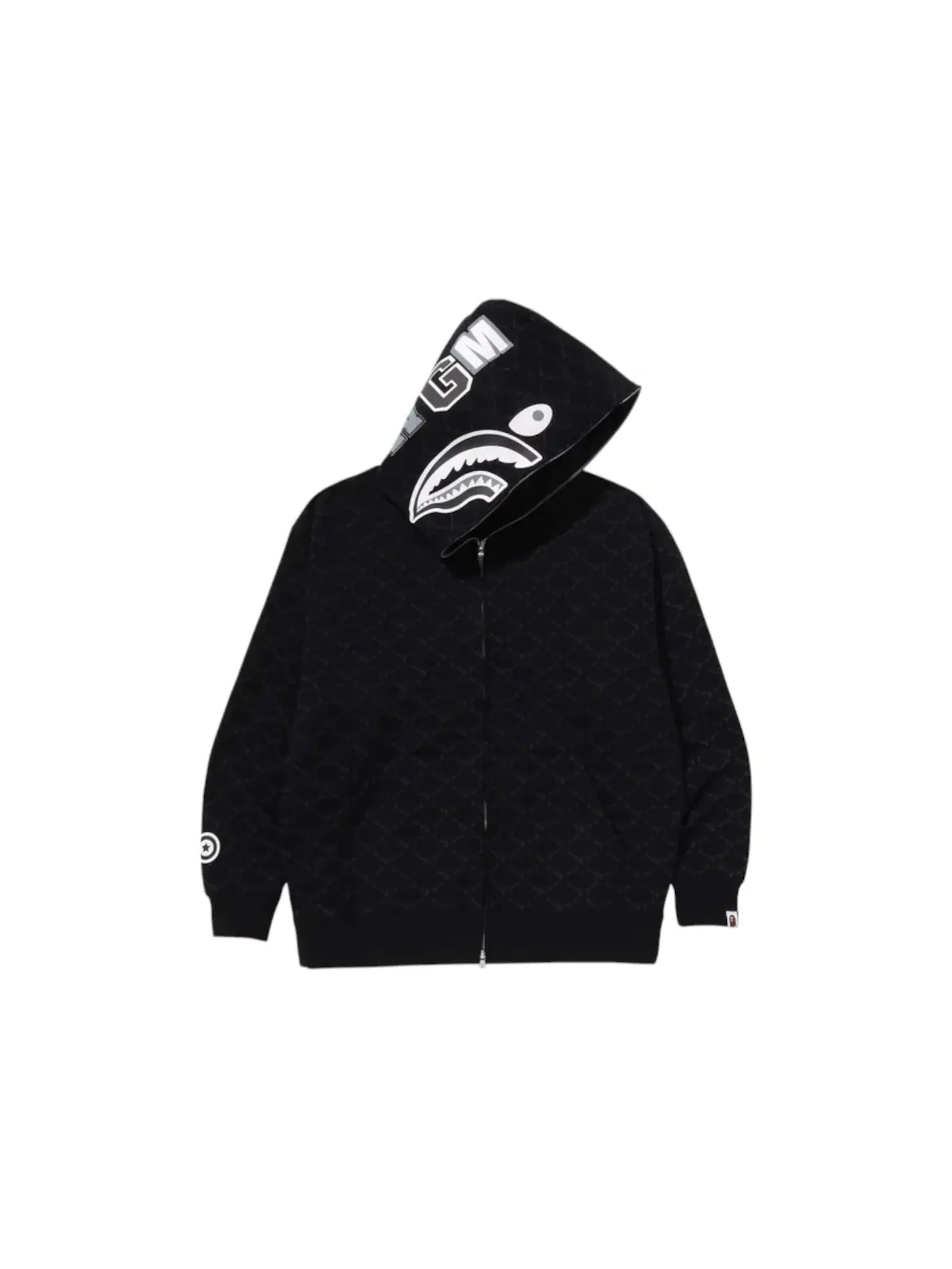 Мужская худи свободного кроя с принтом BAPE College Monogram Relaxed Fit Shark Full Zip Hoodie BAPE — изображение 1 из 1