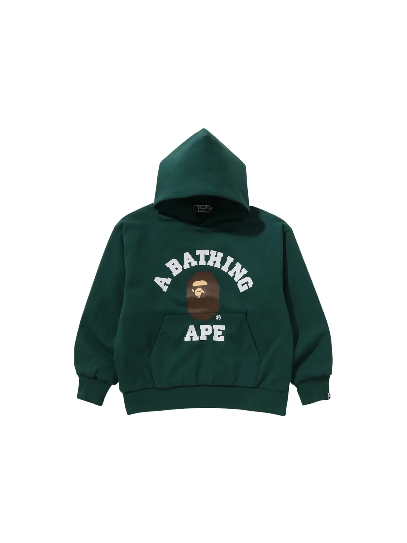 Мужской пуловер-худи свободного кроя BAPE College Puffy Relaxed Fit Pullover Hoodie BAPE — изображение 1 из 2, зеленый