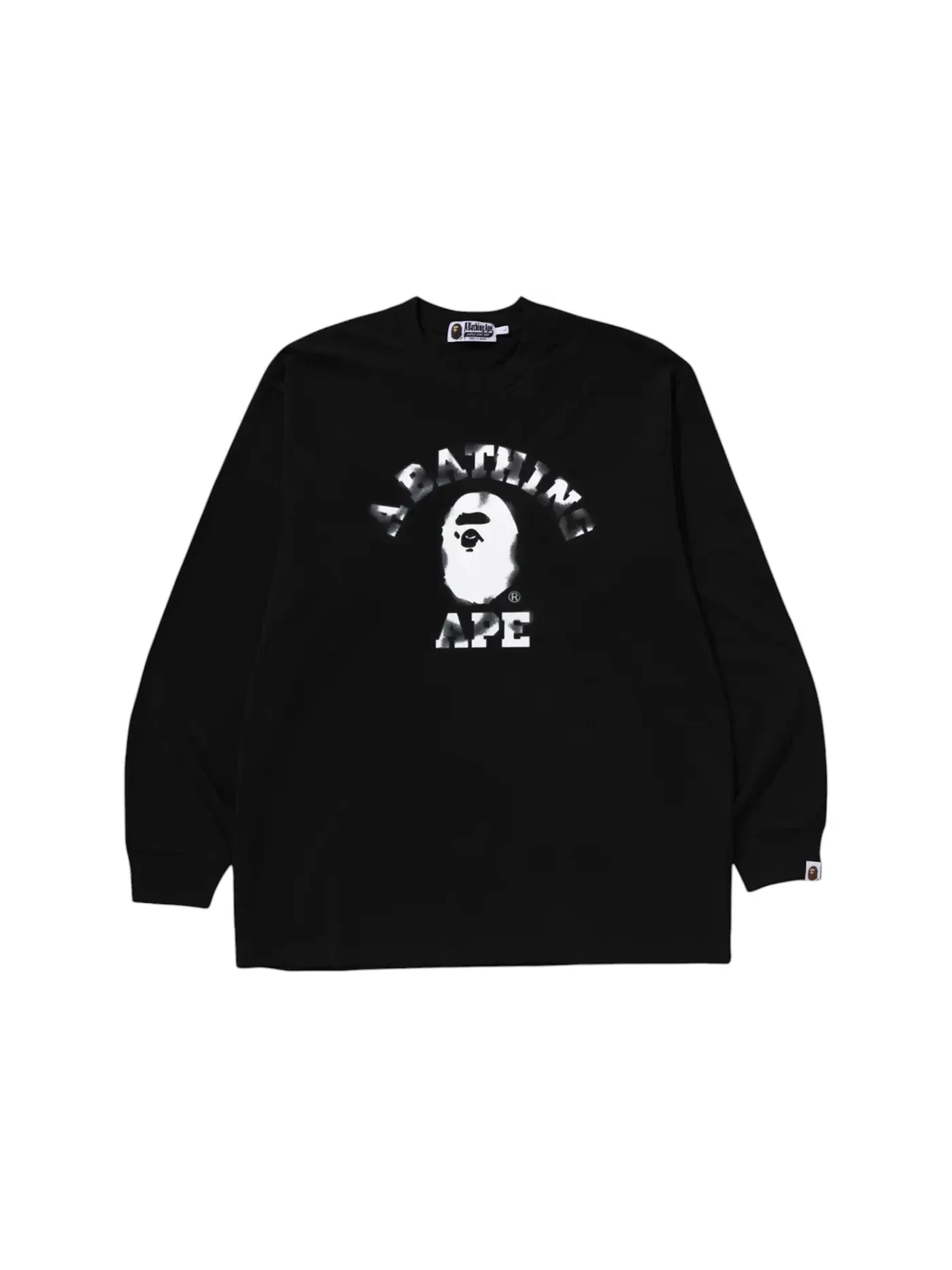 Мужская футболка с длинным рукавом BAPE College Relaxed Fit L/S Tee — изображение 1 из 1, черный
