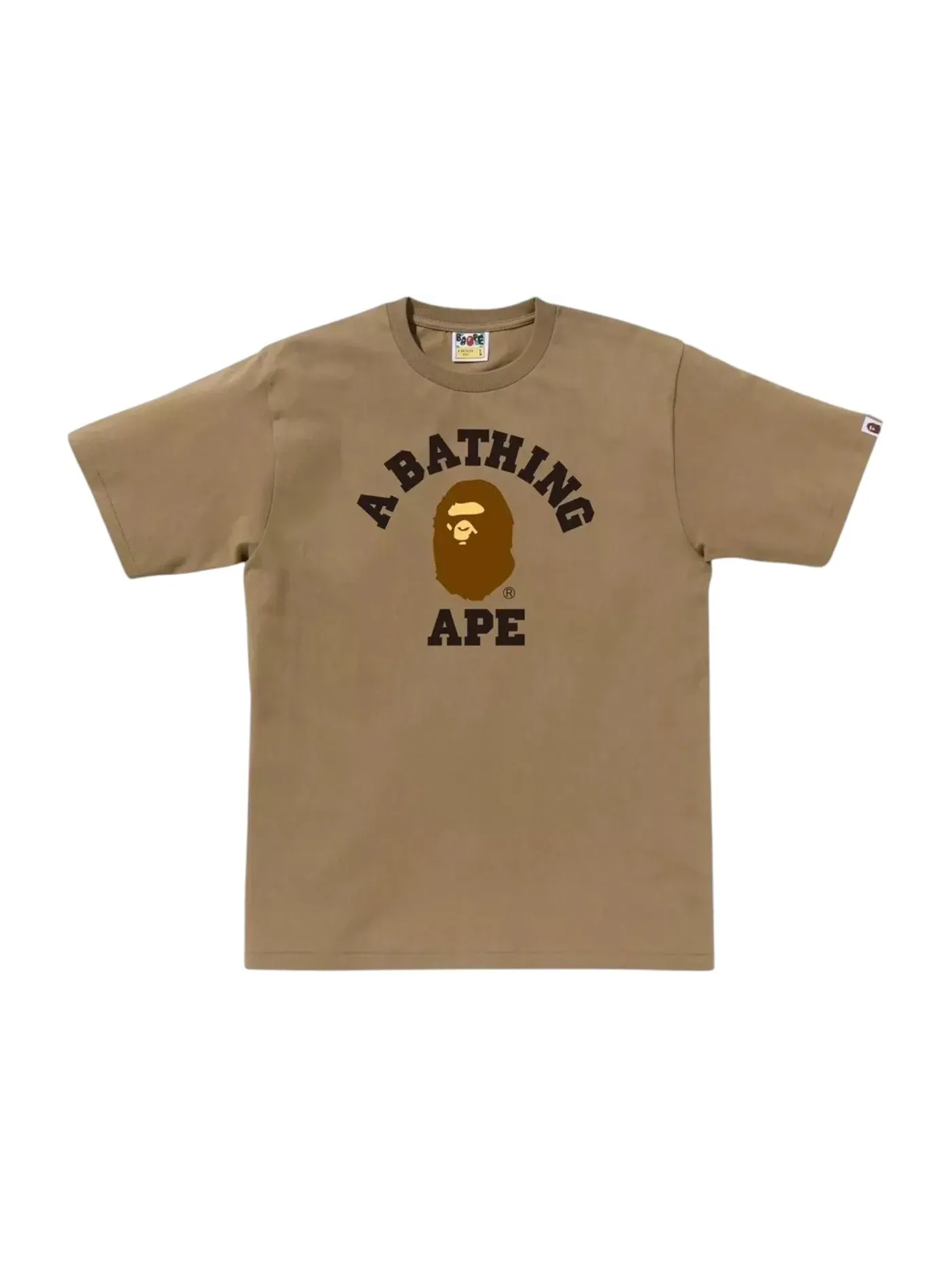 Мужская футболка с принтом BAPE College Tee BAPE — изображение 1 из 1, бежевый