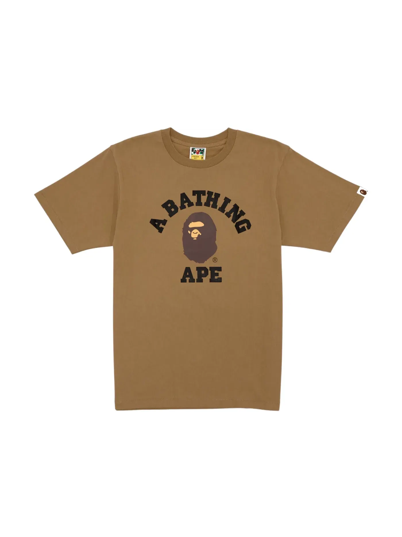 Мужская футболка с принтом BAPE College Tee — изображение 1 из 1, бежевый