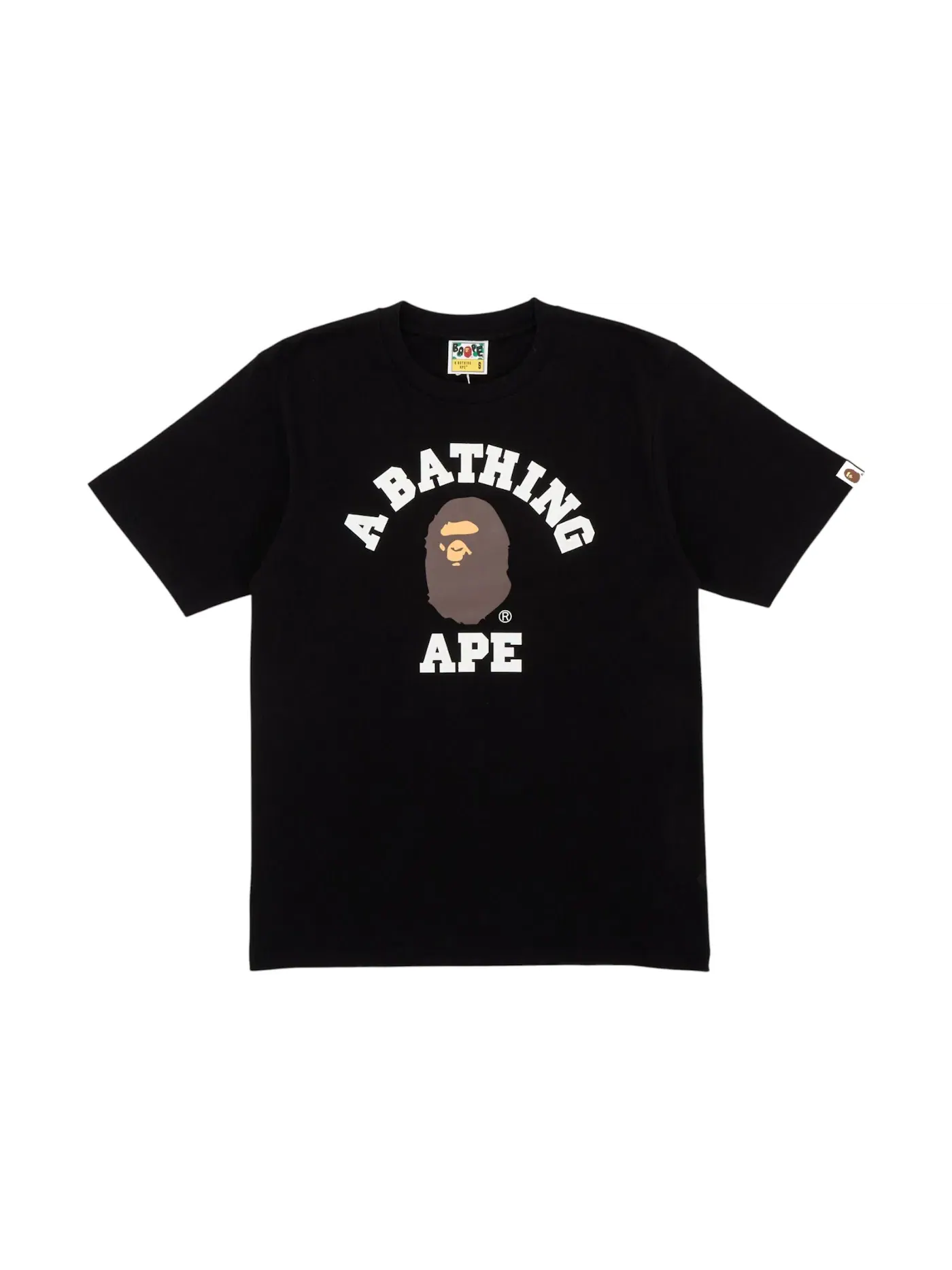 Мужская футболка с принтом College BAPE — изображение 1 из 5, черный