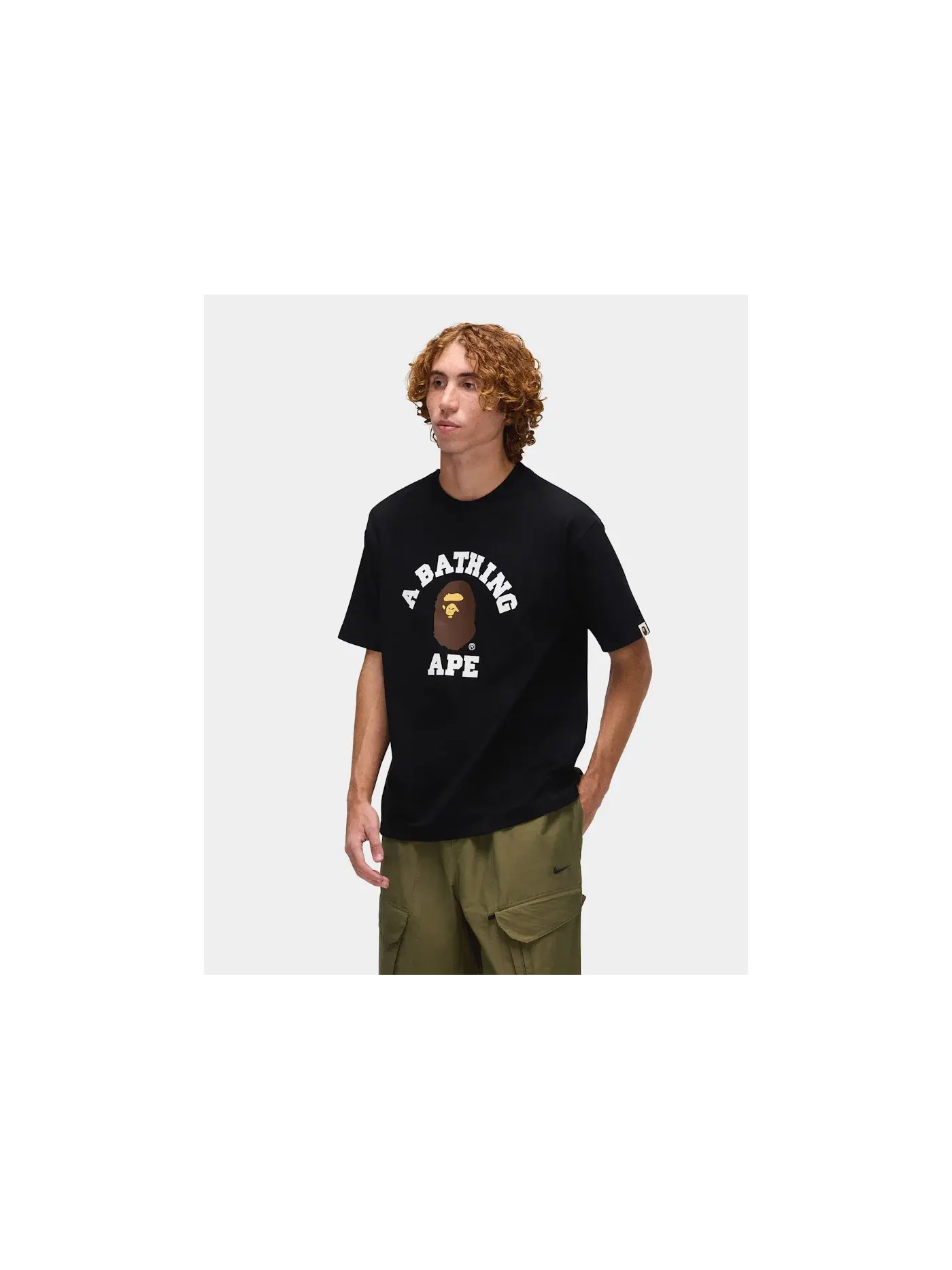 Мужская футболка с принтом College BAPE — изображение 3 из 5, черный