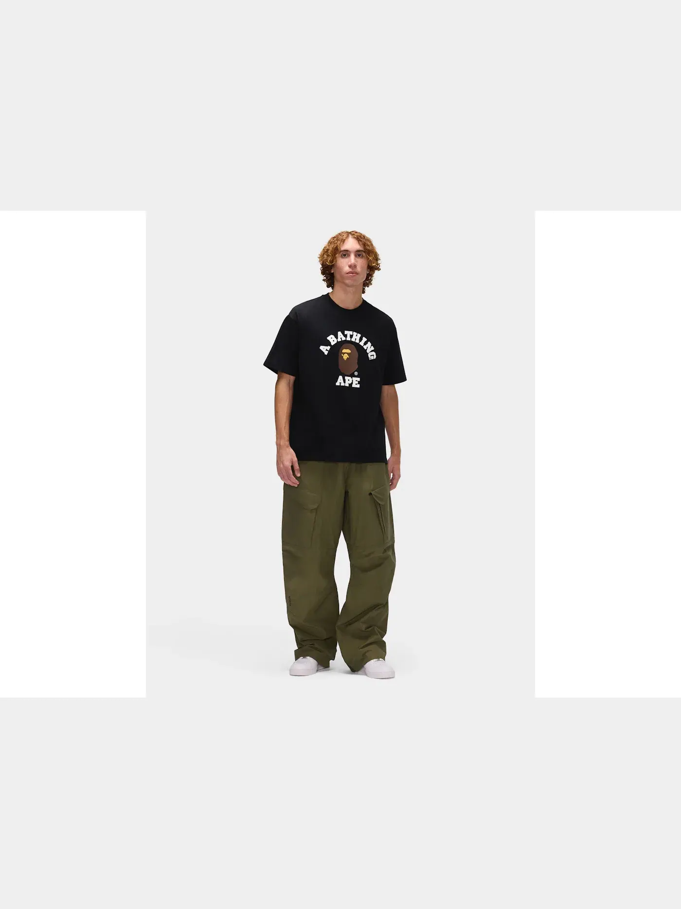 Мужская футболка с принтом College BAPE — изображение 5 из 5, черный