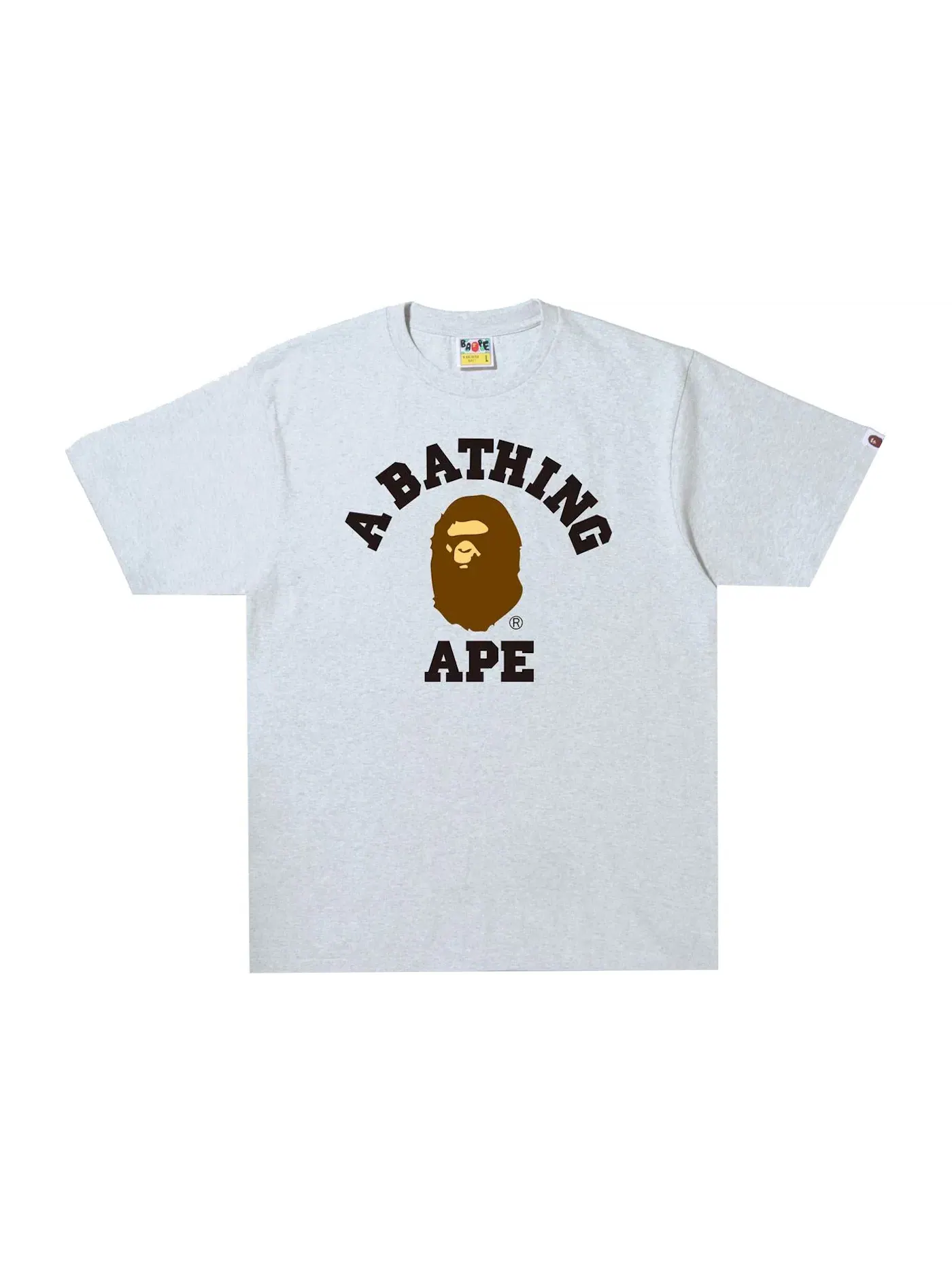 Мужская футболка с принтом BAPE Tee — изображение 1 из 1, светлый серый