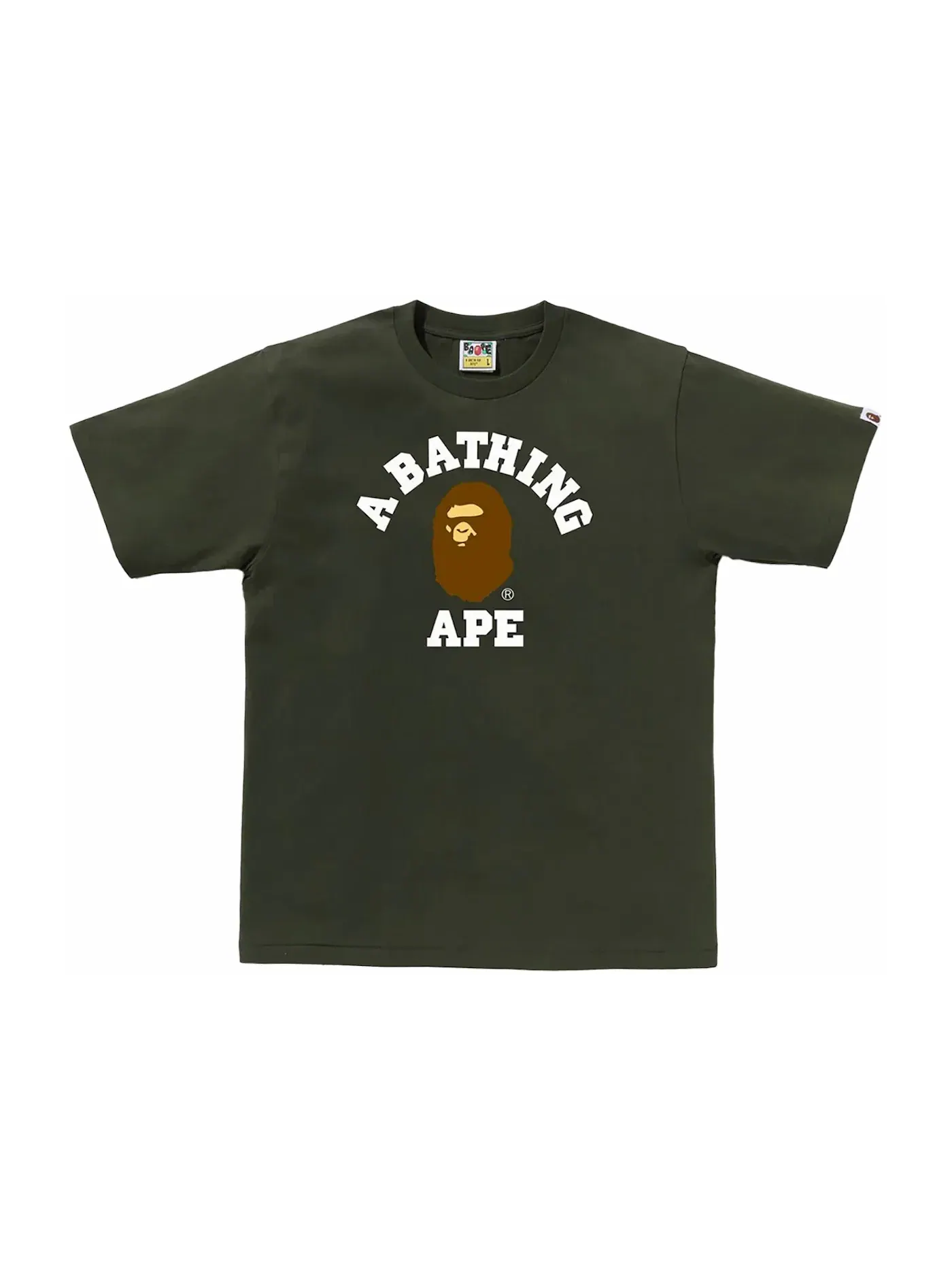 Мужская футболка с принтом BAPE College Tee (SS24) BAPE — изображение 1 из 1, оливковый