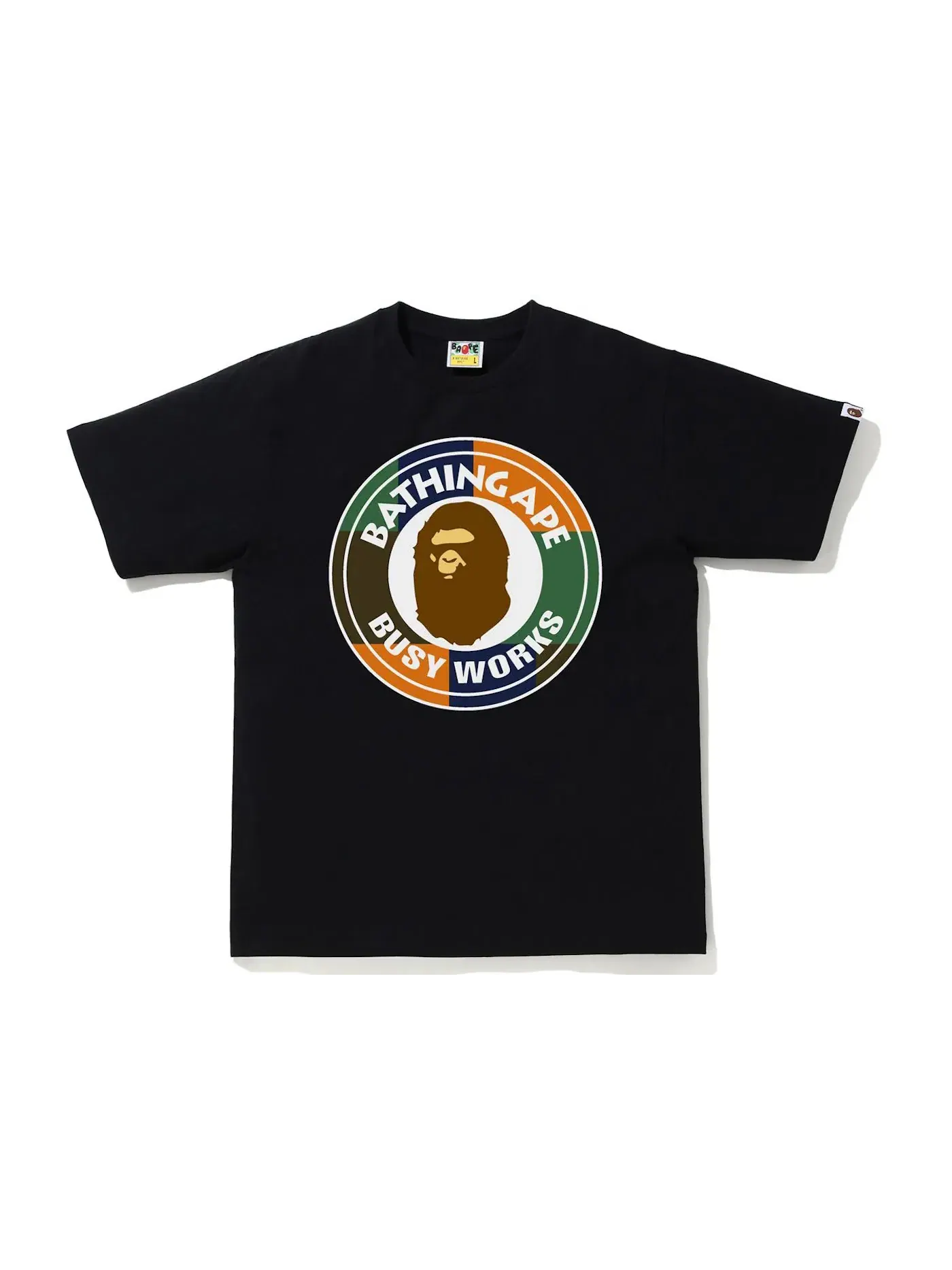 Мужская футболка с цветовыми блоками BAPE Tee — изображение 1 из 1, черный/оранжевый