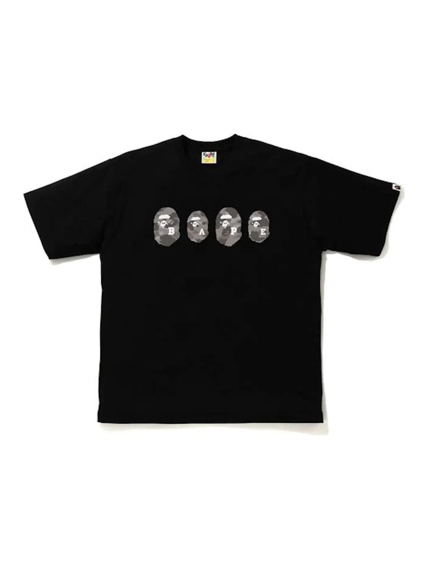 Мужская футболка свободного кроя с принтом BAPE Color Camo Ape Head Relaxed Tee BAPE — изображение 1 из 1, черный/серый