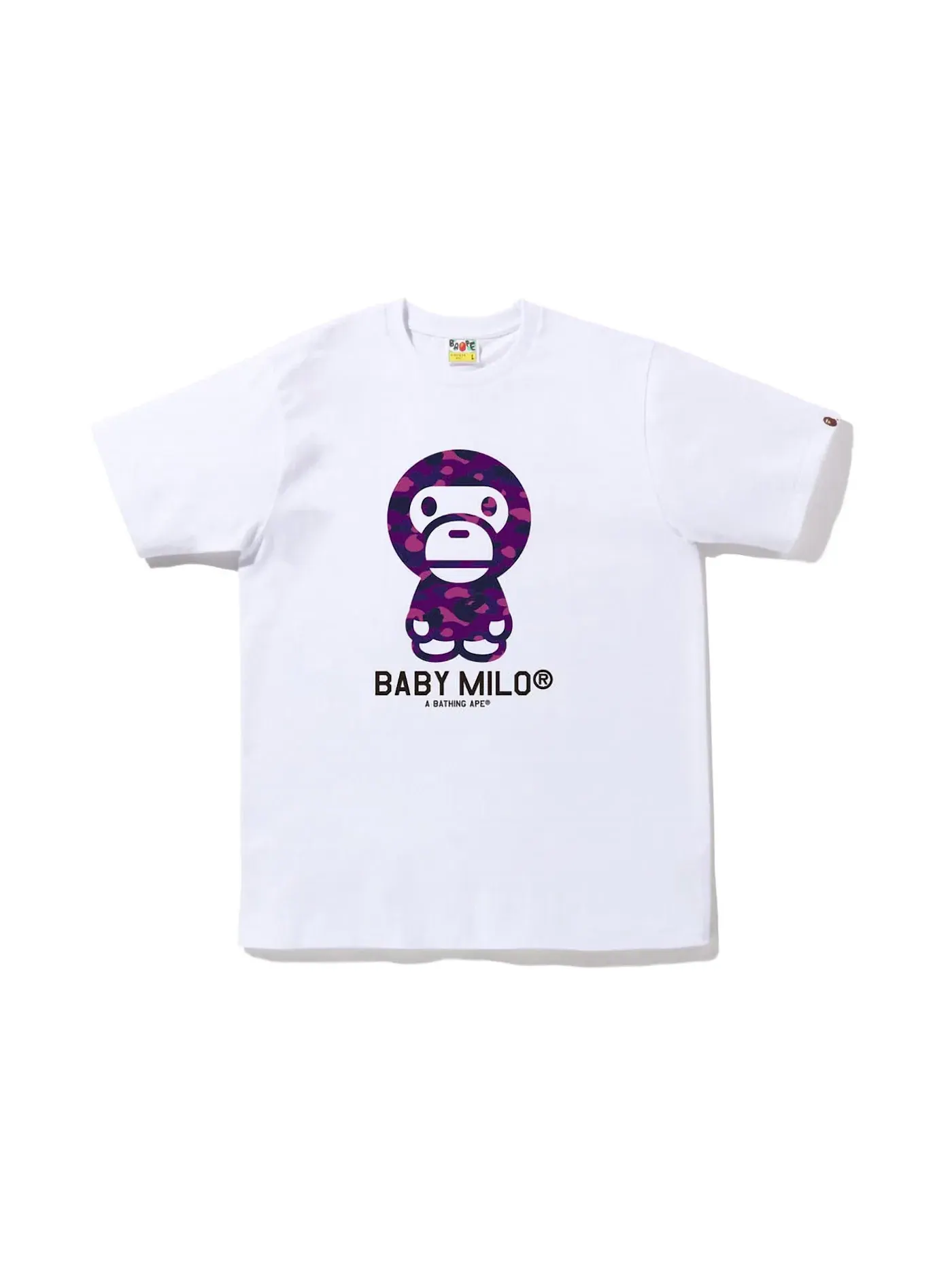 Мужская футболка с принтом BAPE Color Camo Baby Milo Tee (FW22) BAPE — изображение 1 из 1, белый фиолетовый