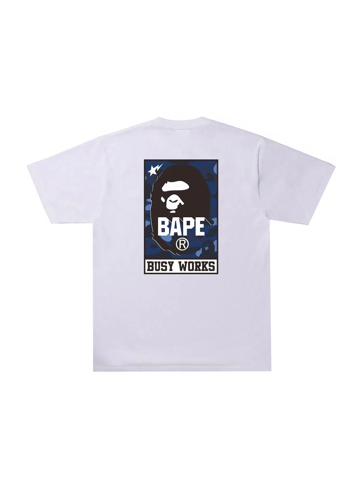 Мужская футболка с принтом BAPE Busy Works Tee BAPE — изображение 2 из 2, белый/темно-синий