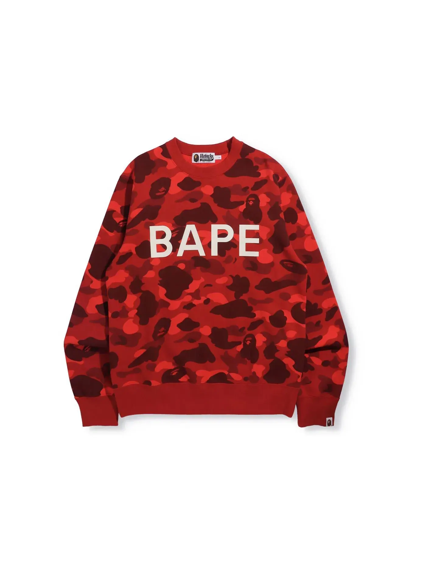 Мужской свитшот с принтом BAPE Color Camo BAPE Crewneck (Online Exclusive) Crewneck (FW21) BAPE — изображение 1 из 1, красный