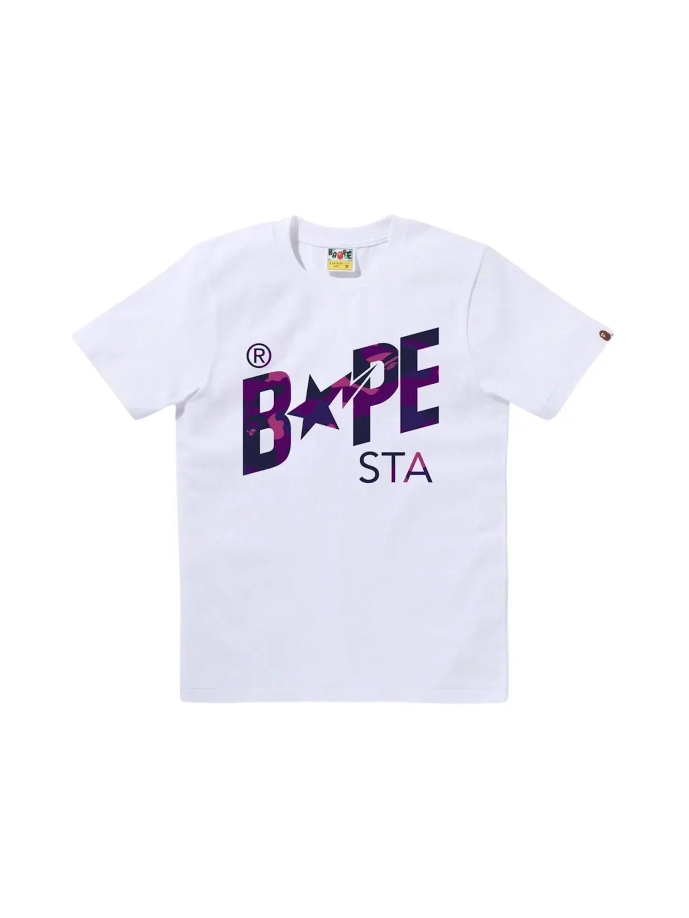 Мужская футболка BAPE Sta Logo Tee BAPE — изображение 1 из 1, белый фиолетовый