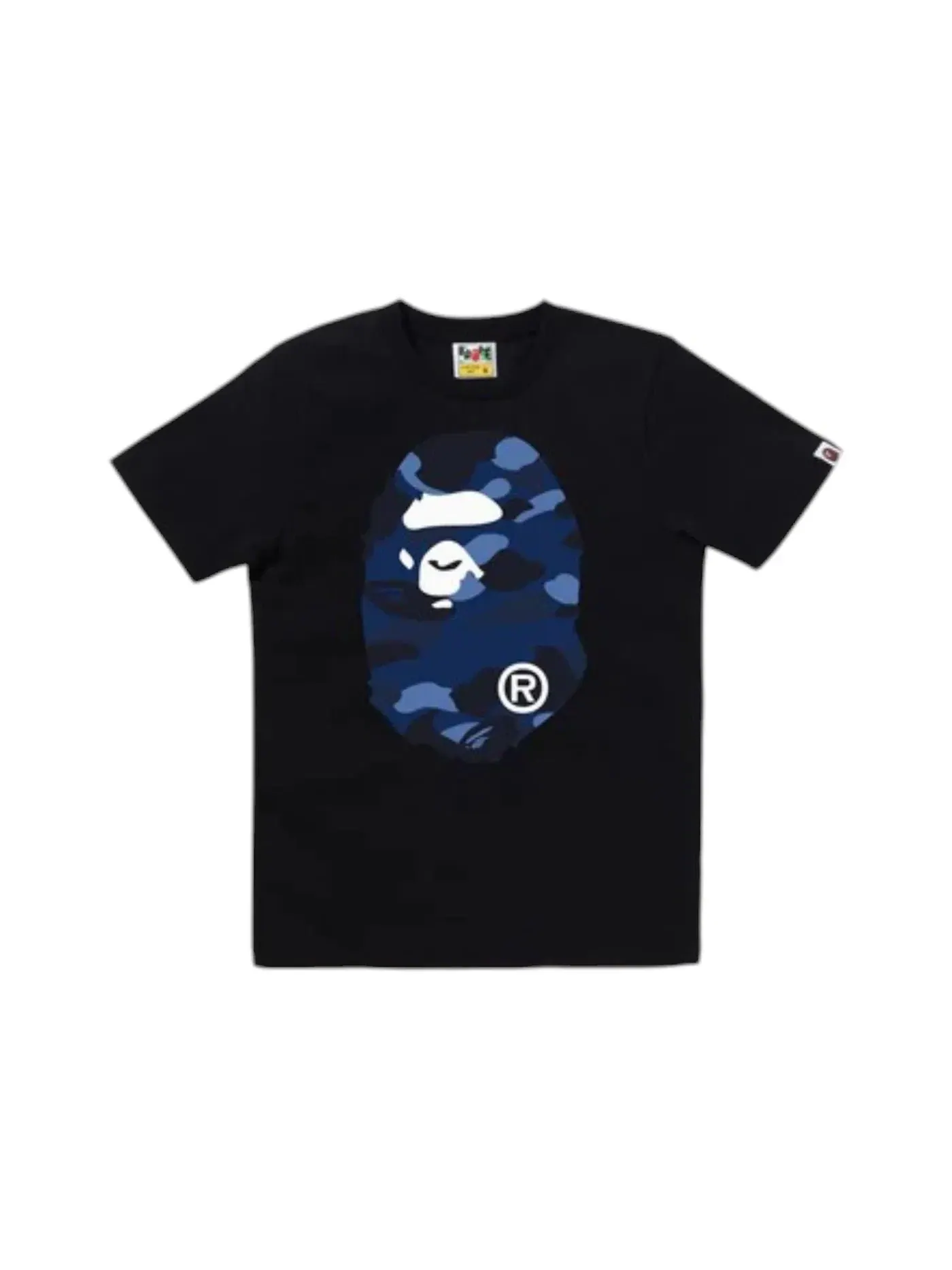 Мужская футболка с принтом BAPE Color Camo Big Ape Head Tee BAPE — изображение 1 из 1, черный синий