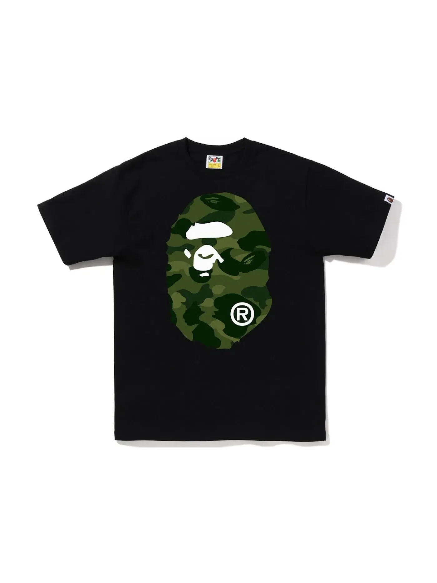 Мужская футболка с принтом BAPE Color Camo Big Ape Head Tee BAPE — изображение 1 из 2, черный зеленый