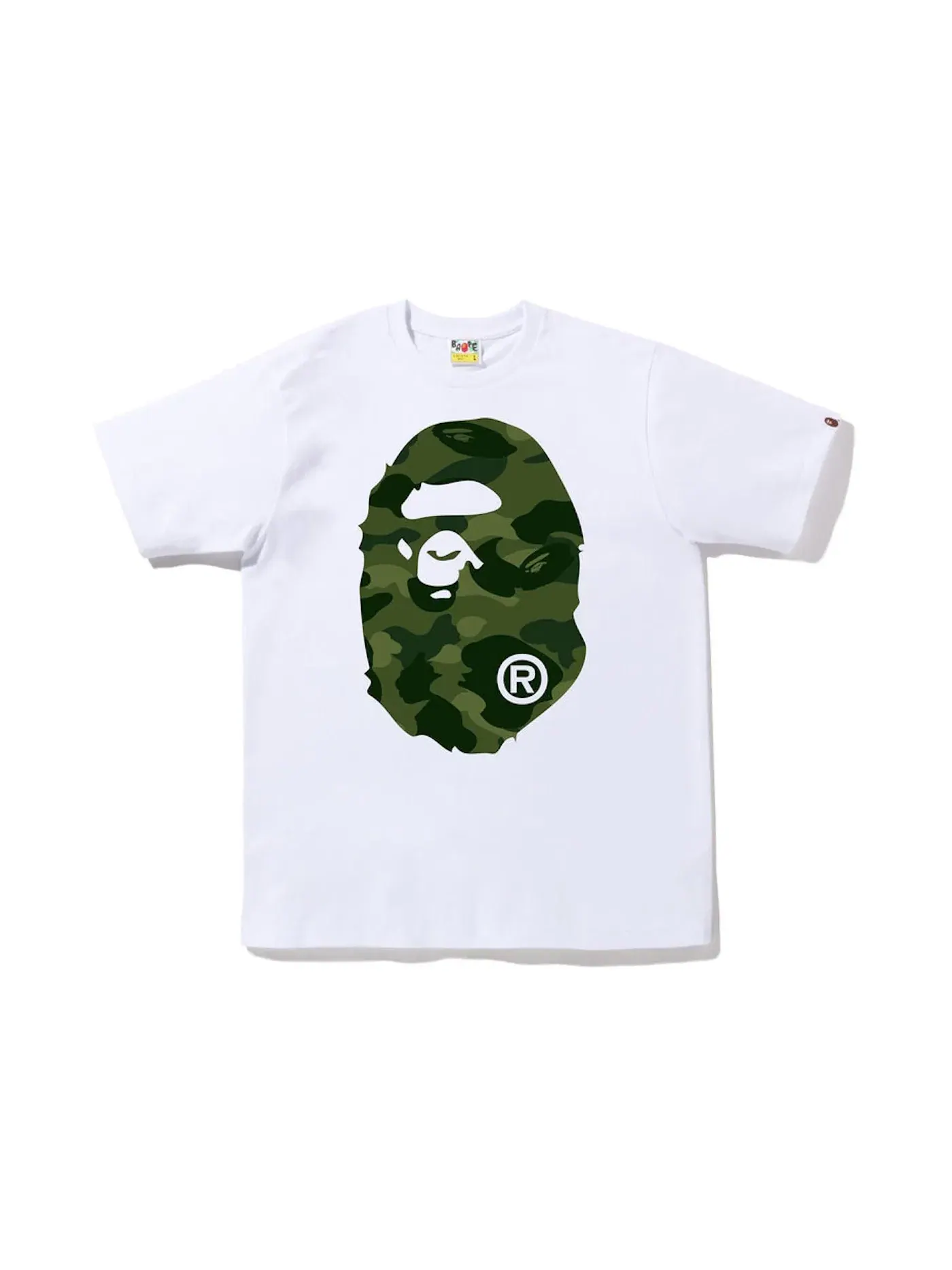 Мужская футболка с принтом BAPE Color Camo Big Ape Head Tee — изображение 1 из 2, белый/зеленый