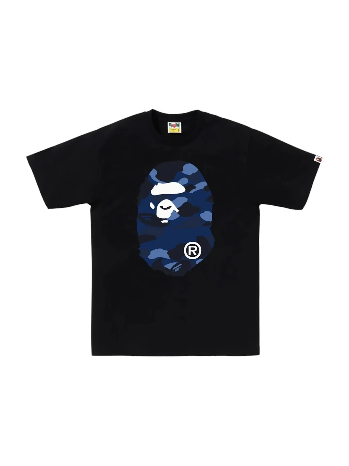 Мужская футболка с принтом BAPE Color Camo Big Ape Head Tee FW25 BAPE — изображение 1 из 1, черный темно-синий