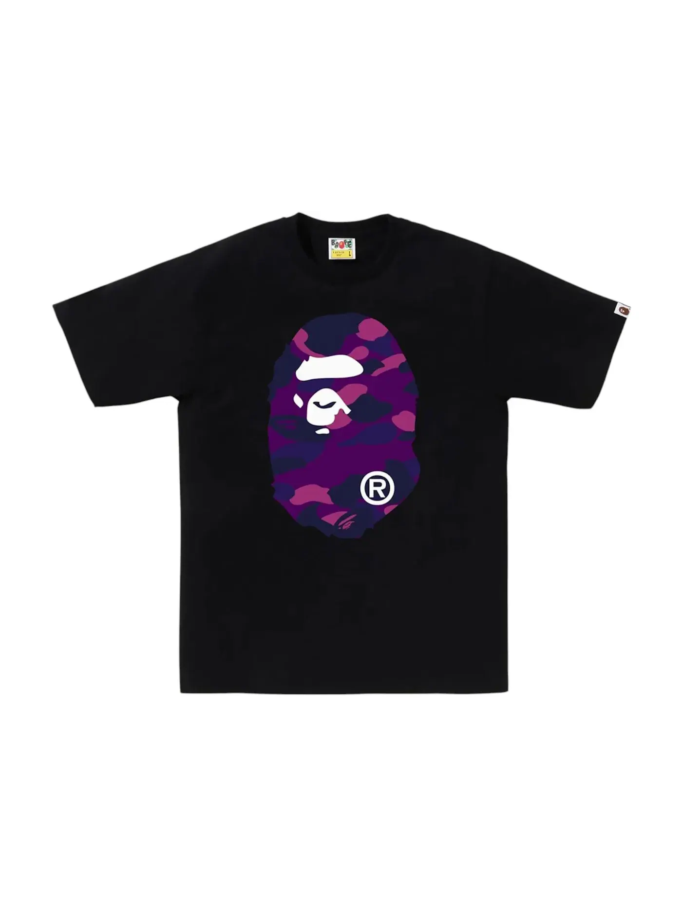 Мужская футболка с принтом BAPE Color Camo Big Ape Head Tee BAPE — изображение 1 из 1, черный/фиолетовый